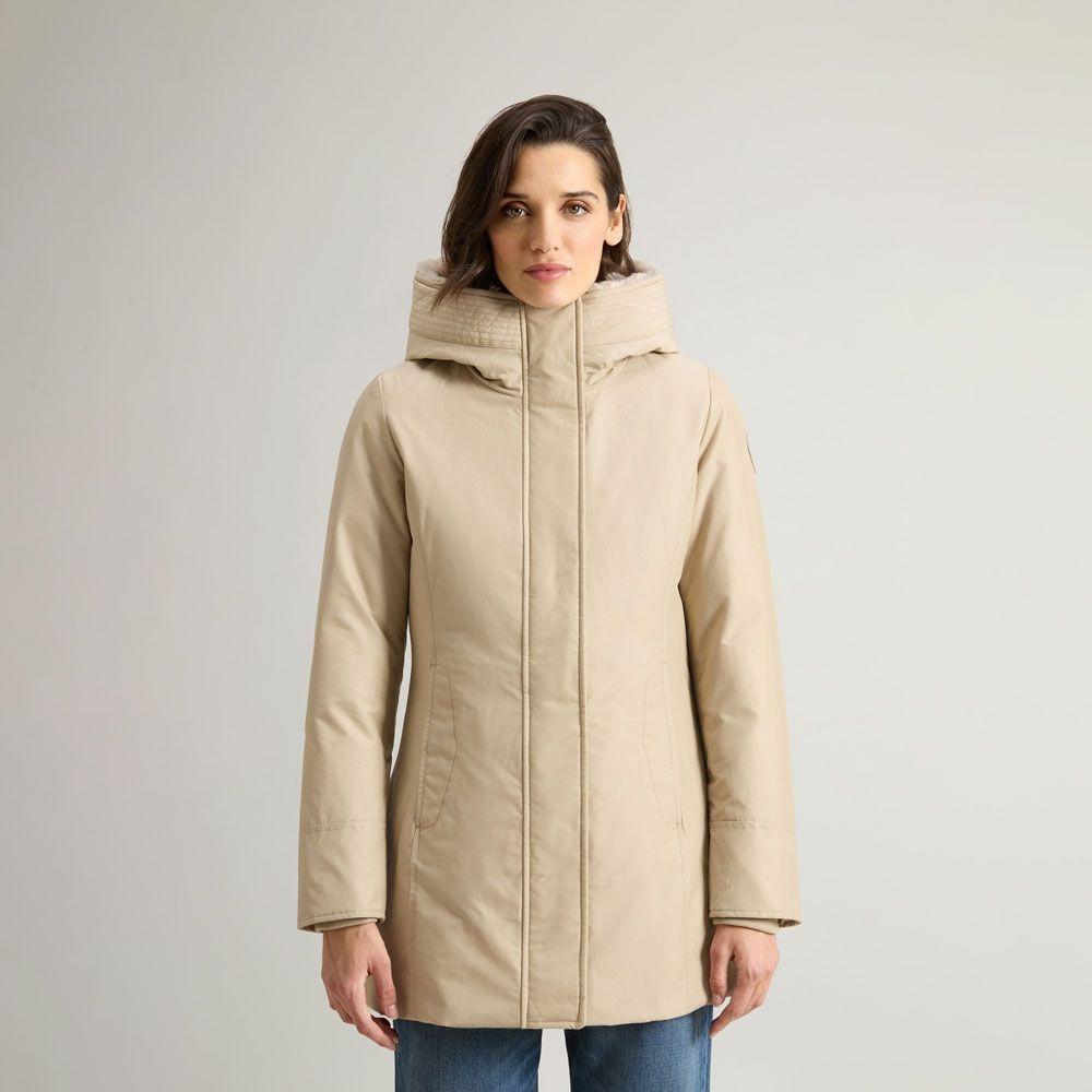 Boulder Parka in Ramar Cloth con cappuccio e collo removibile in pelliccia sintetica<BR/> CFWWOU0724FRUT0001 OXT WOOLRICH