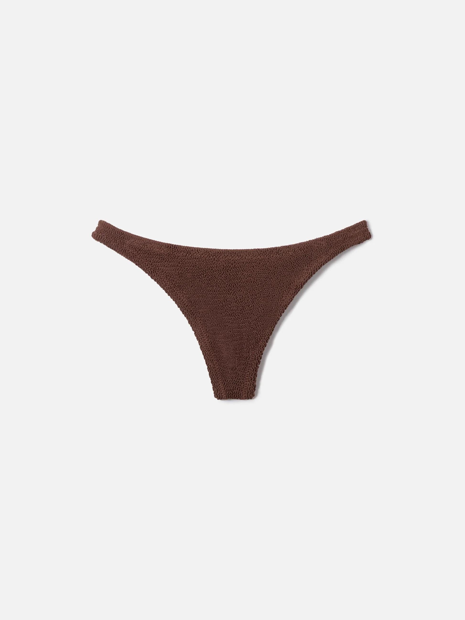 Slip mare Naomi modello brasiliana in tessuto crinkle marrone NAO0006 00036L MC2 SAINT BARTH