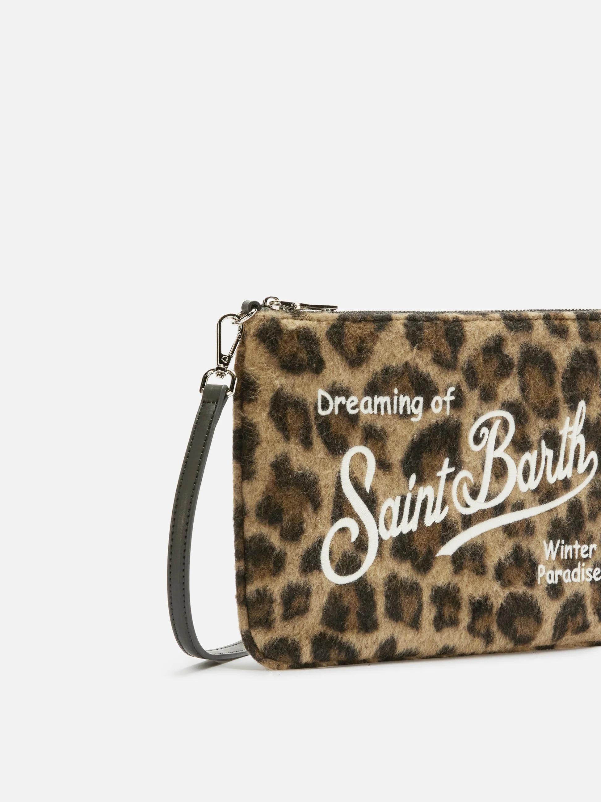 Borsa crossbody Parisienne Felt in misto lana leopardata PAR0025 00223I MC2 SAINT BARTH