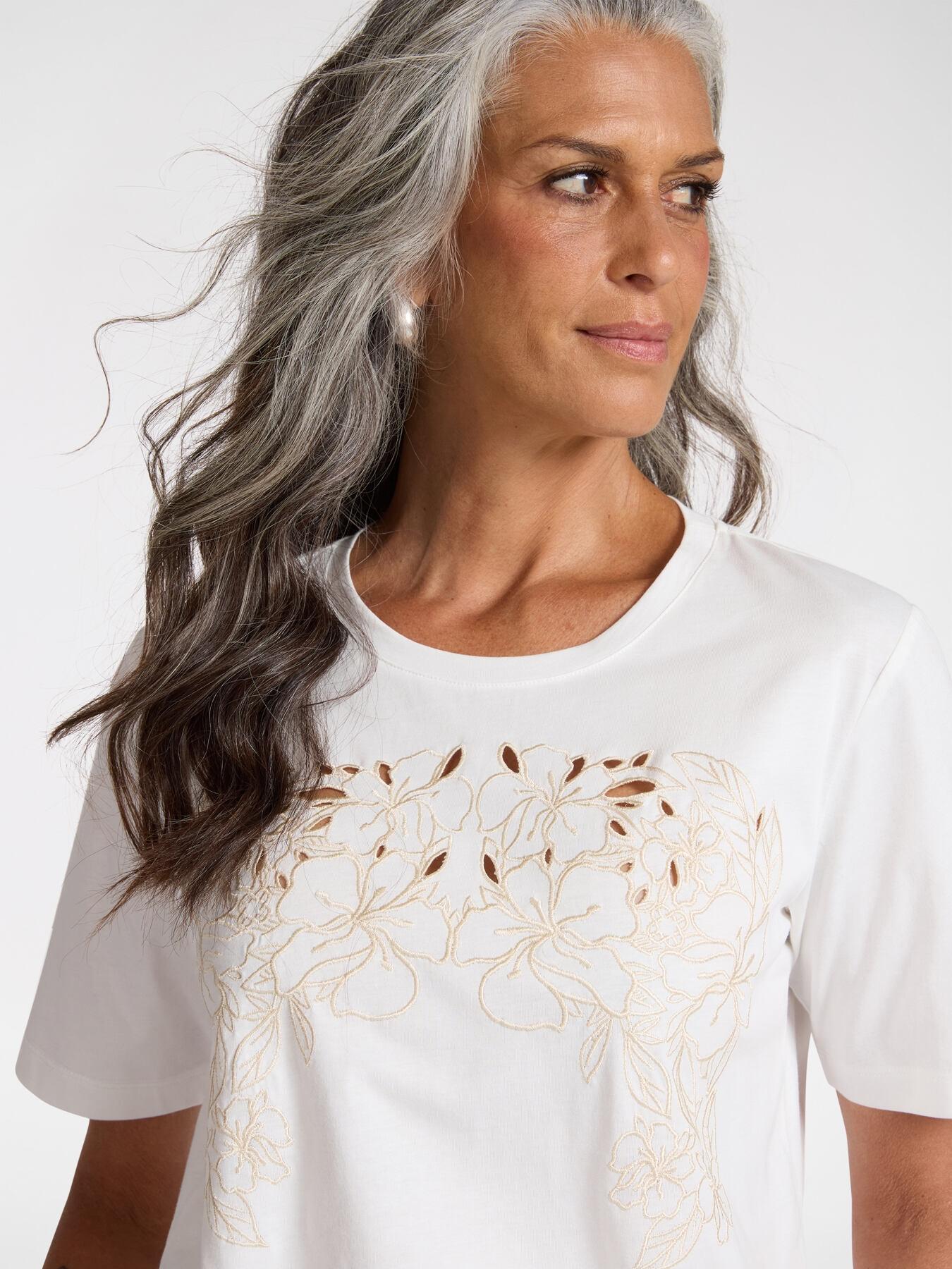 T-shirt con ricamo floreale<BR/> G348Z000560N 11 ELENA MIRO