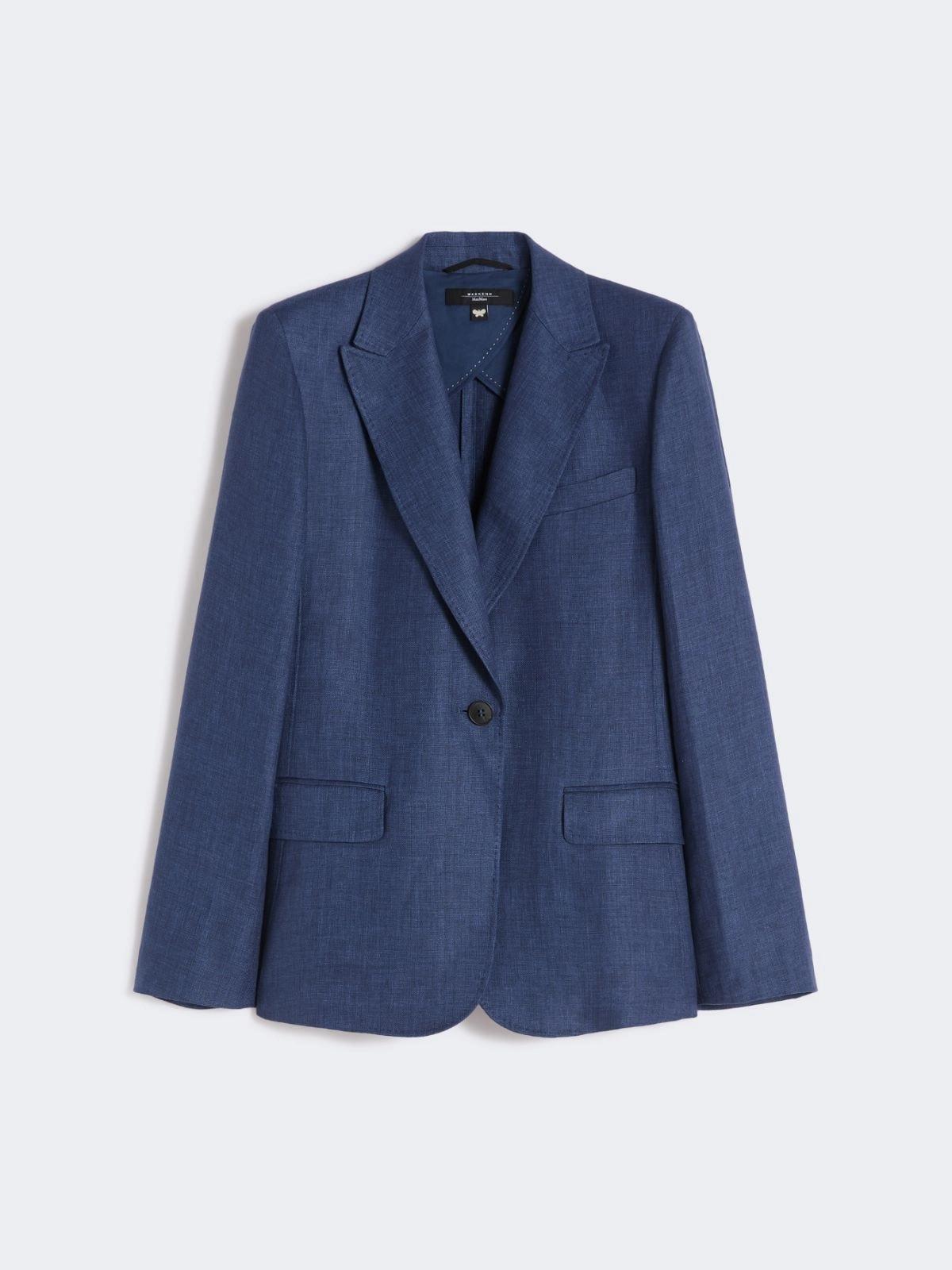 Blazer in canvas di lino - Blu<BR/> WKDNALUT 006 WEEKEND