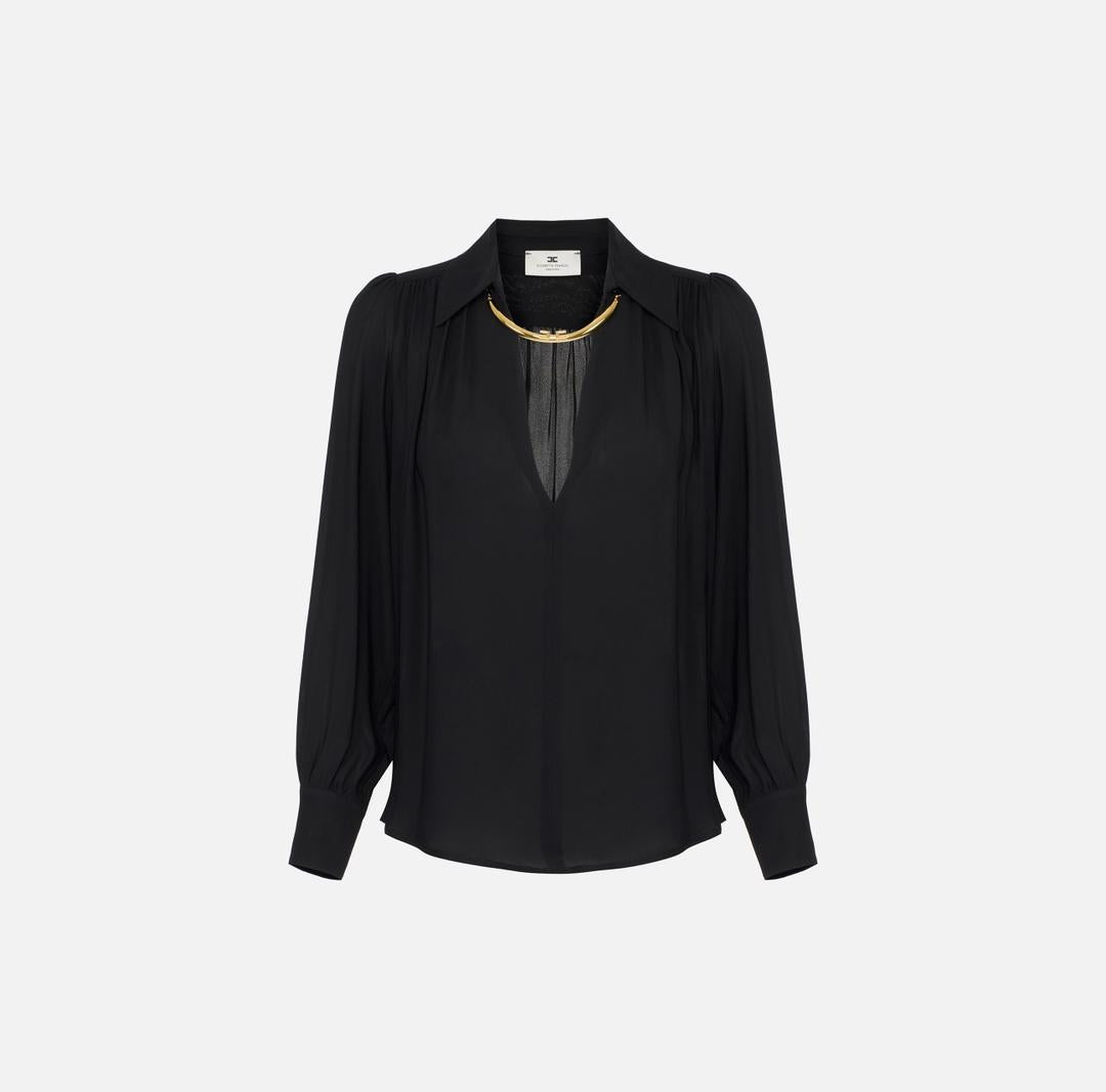 Camicia in georgette con dettaglio gioiello CA12356E2 110 ELISABETTA FRANCHI
