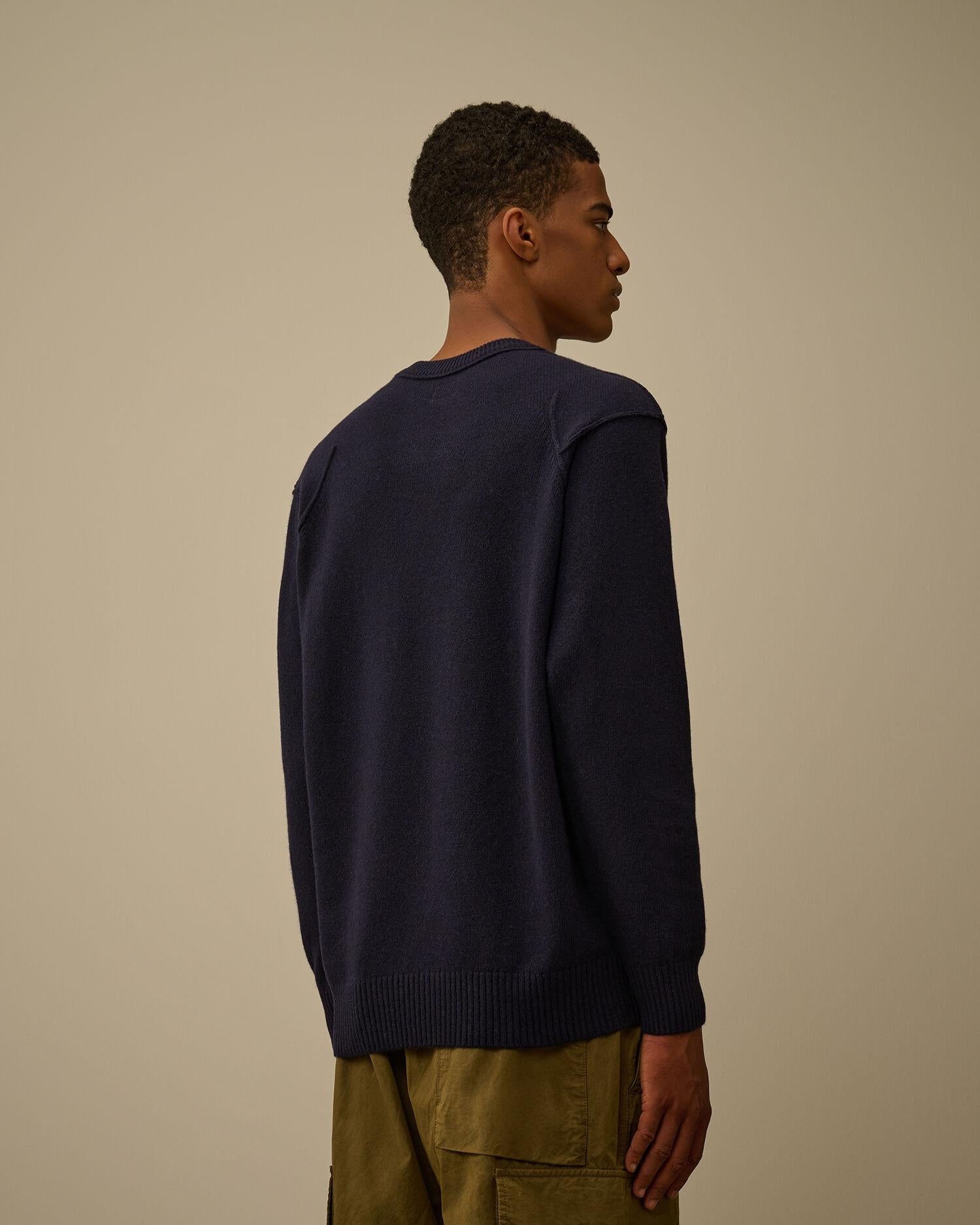 Lambswool GRS Crewneck Lens Sweater CMKN707A 888 C.P. COMPANY