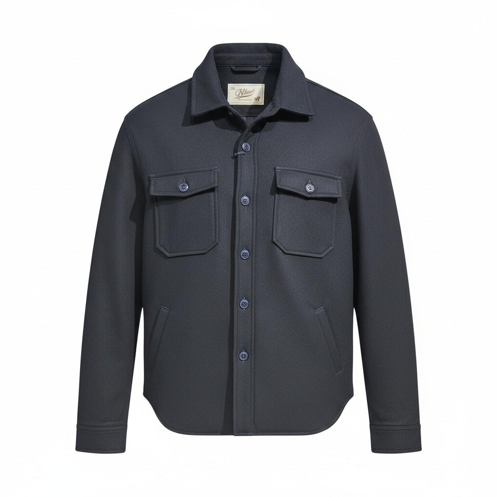 Overshirt Bl'ker Uomo in Lana HUNTERWOOL NAVY BL'KER