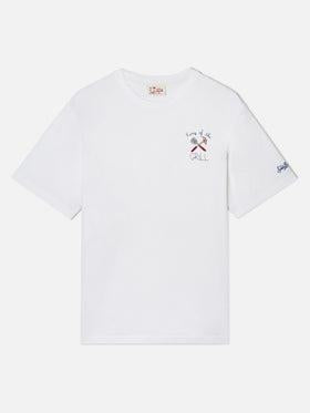 T-shirt Portofino bianca con ricamo King Of The Grill<BR/> POT0001 04334L MC2 SAINT BARTH