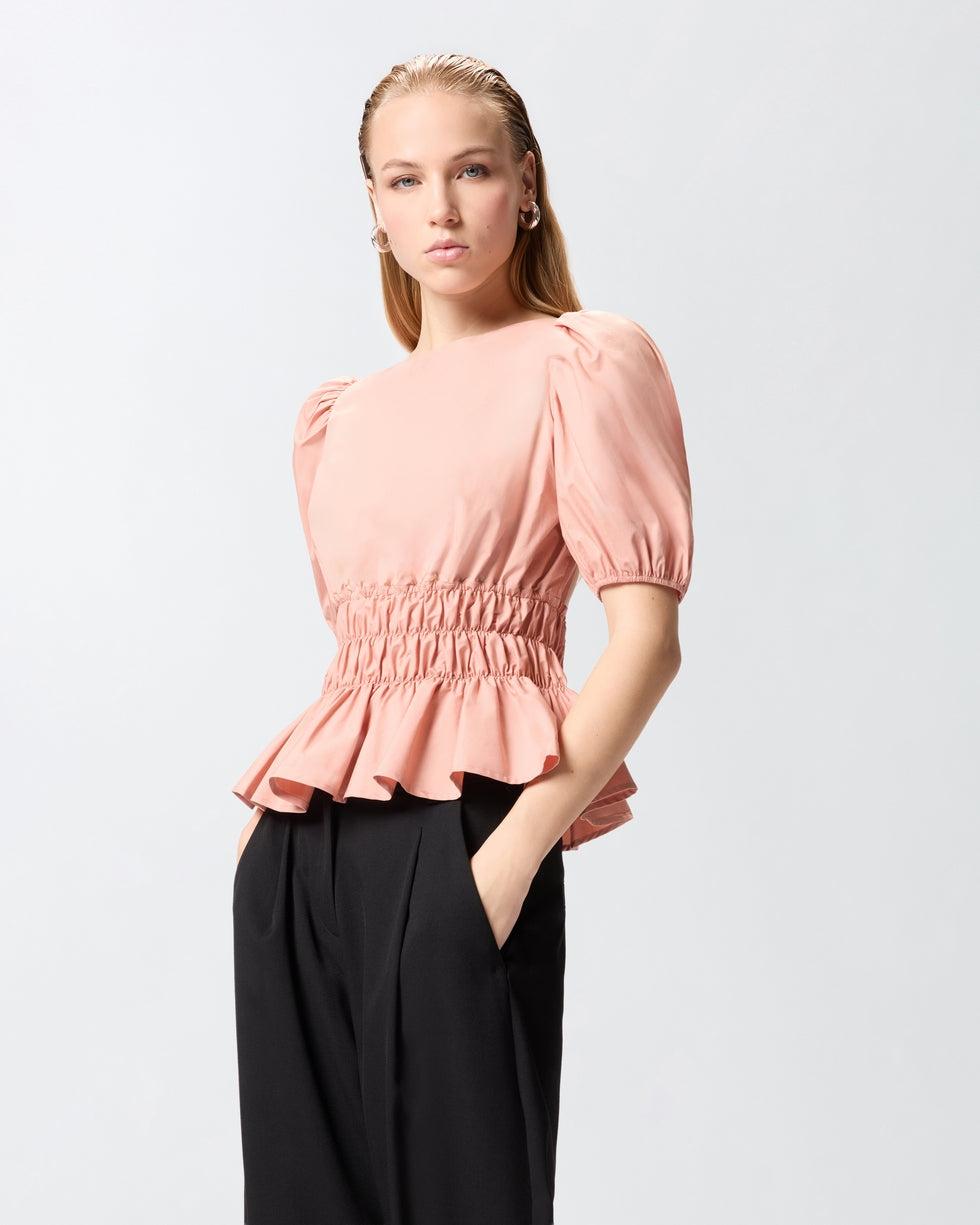 Top cropped con volant e schiena scoperta<BR/> 106525A35Q P92 PINKO