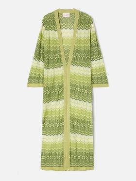 Cardigan lungo Tonia in maglia verde<BR/> TON0001 08303L MC2 SAINT BARTH
