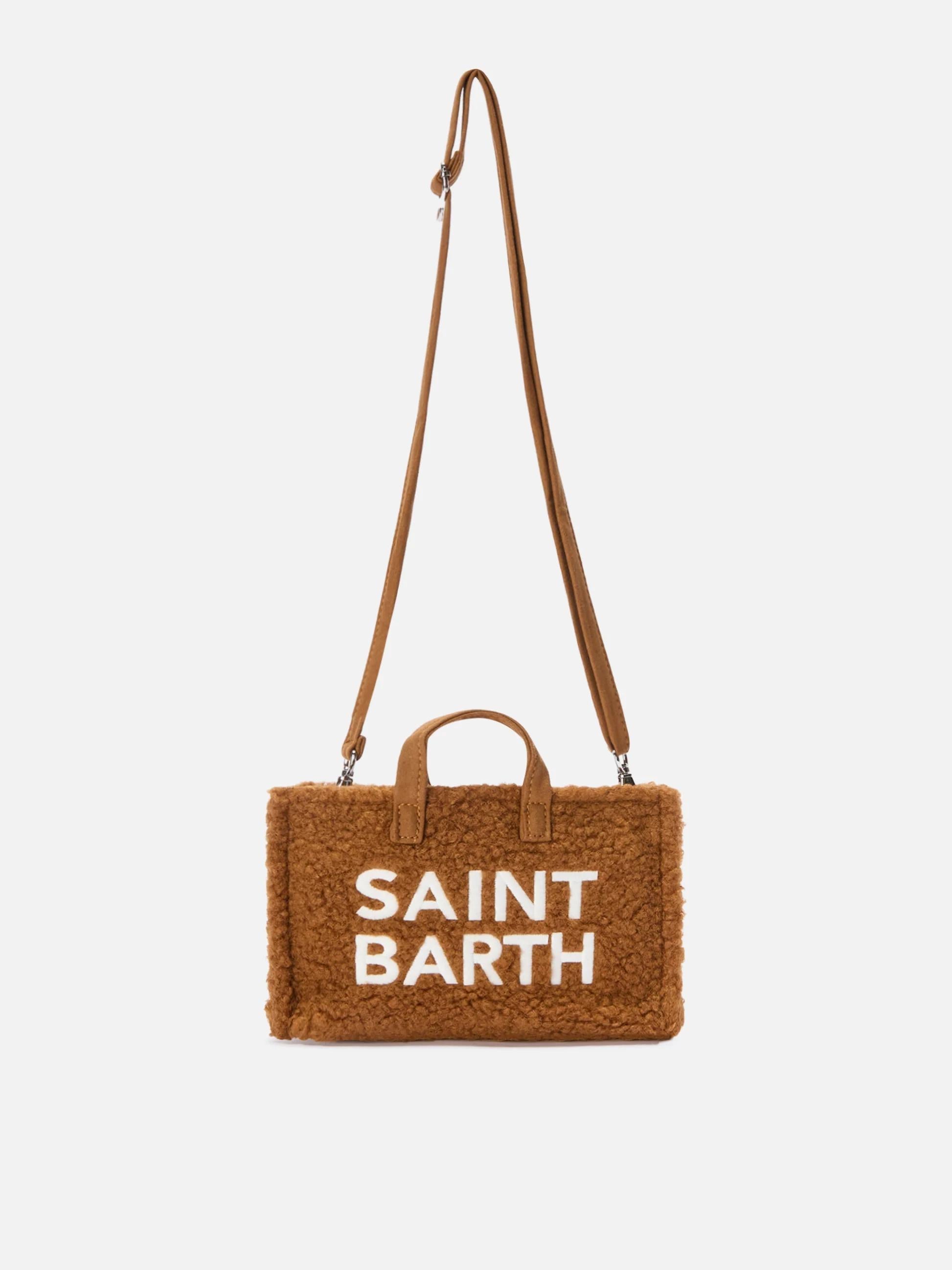 Mini borsa porta telefono Phone Bag Teddy in sherpa marrone<BR/> PHONE004 00221I MC2 SAINT BARTH