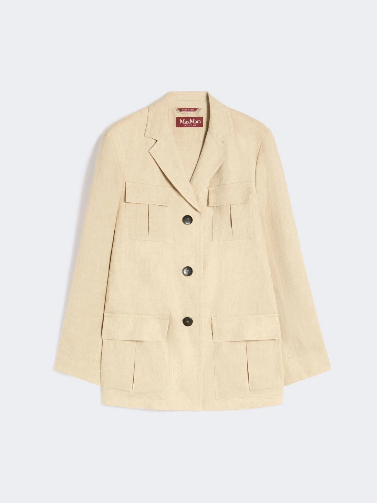 Giacca con coulisse in lino délavé - Coloniale<BR/> MSTADESSO 028 MAX MARA STUDIO