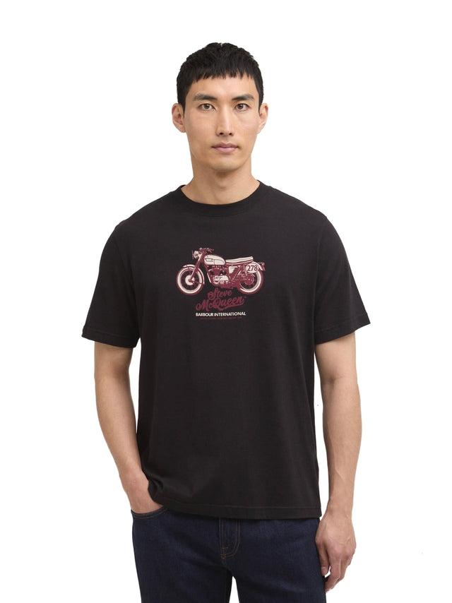 T-shirt con stampa Shifter nera<BR/> MTS1586 BK11 BARBOUR