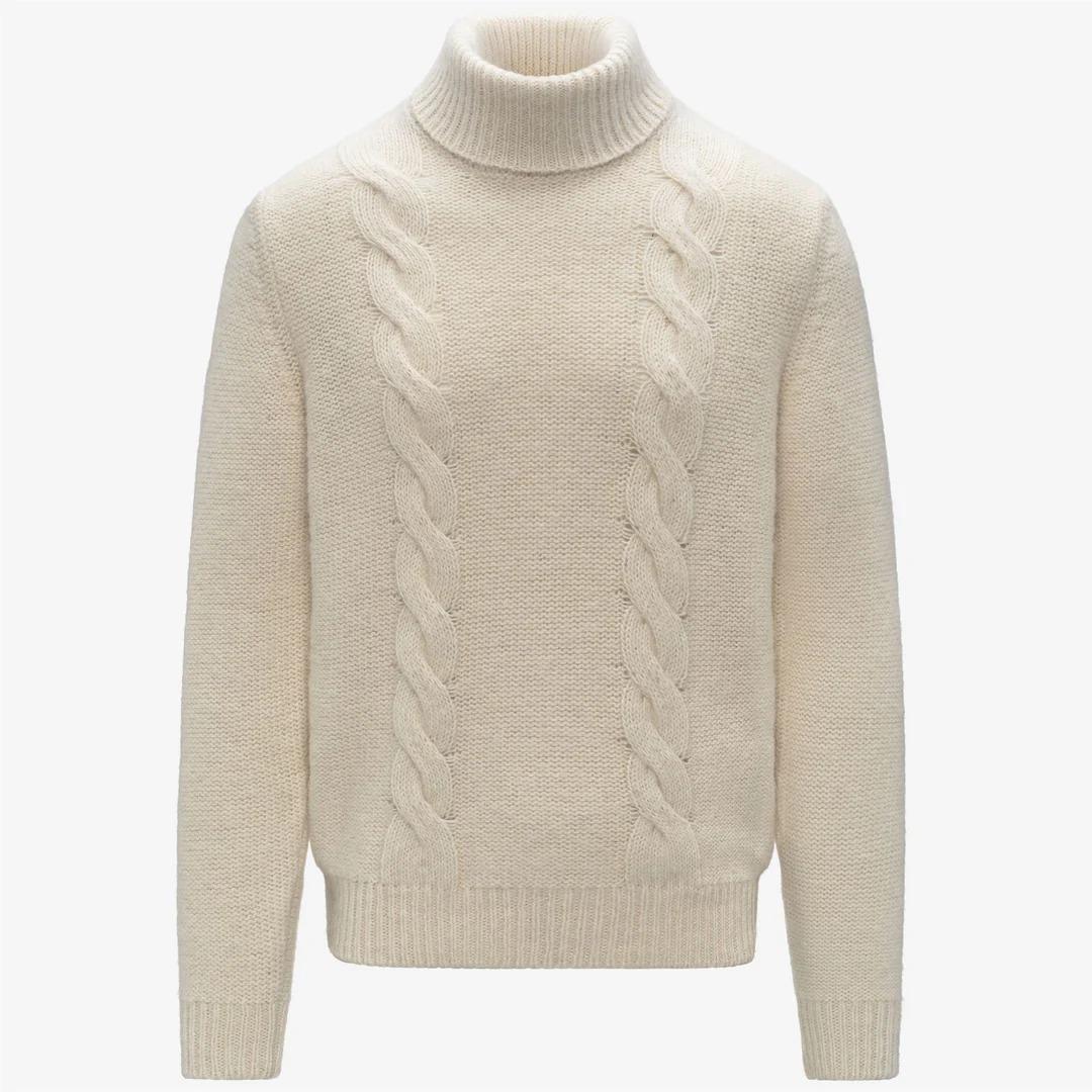 CIRAL<BR/>NATURAL<BR/>Maglione da uomo in maglia a trecce verde naturale con misto alpaca K4138LW KBG K-WAY