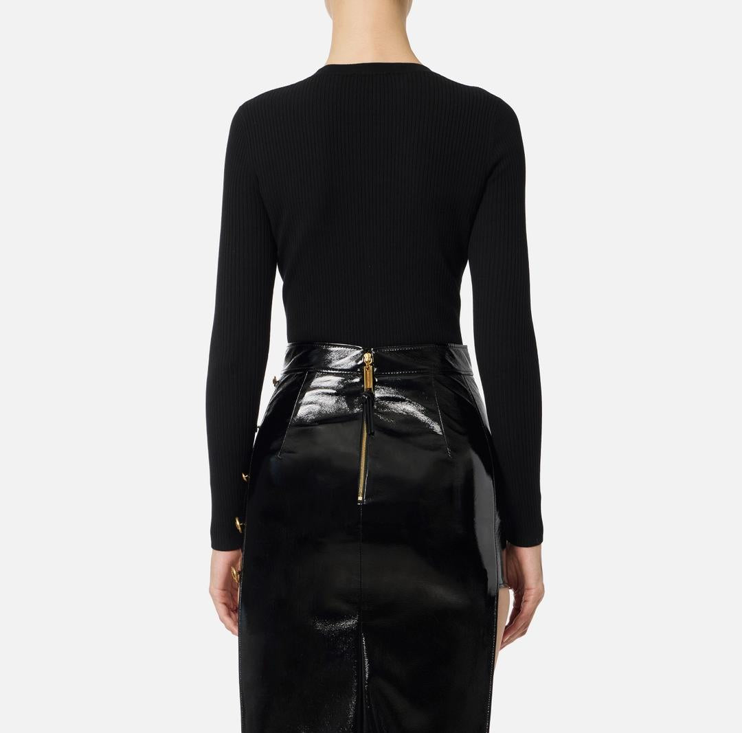 Maglia a costine con taschino logato<BR/> MK12B56E2 110 ELISABETTA FRANCHI