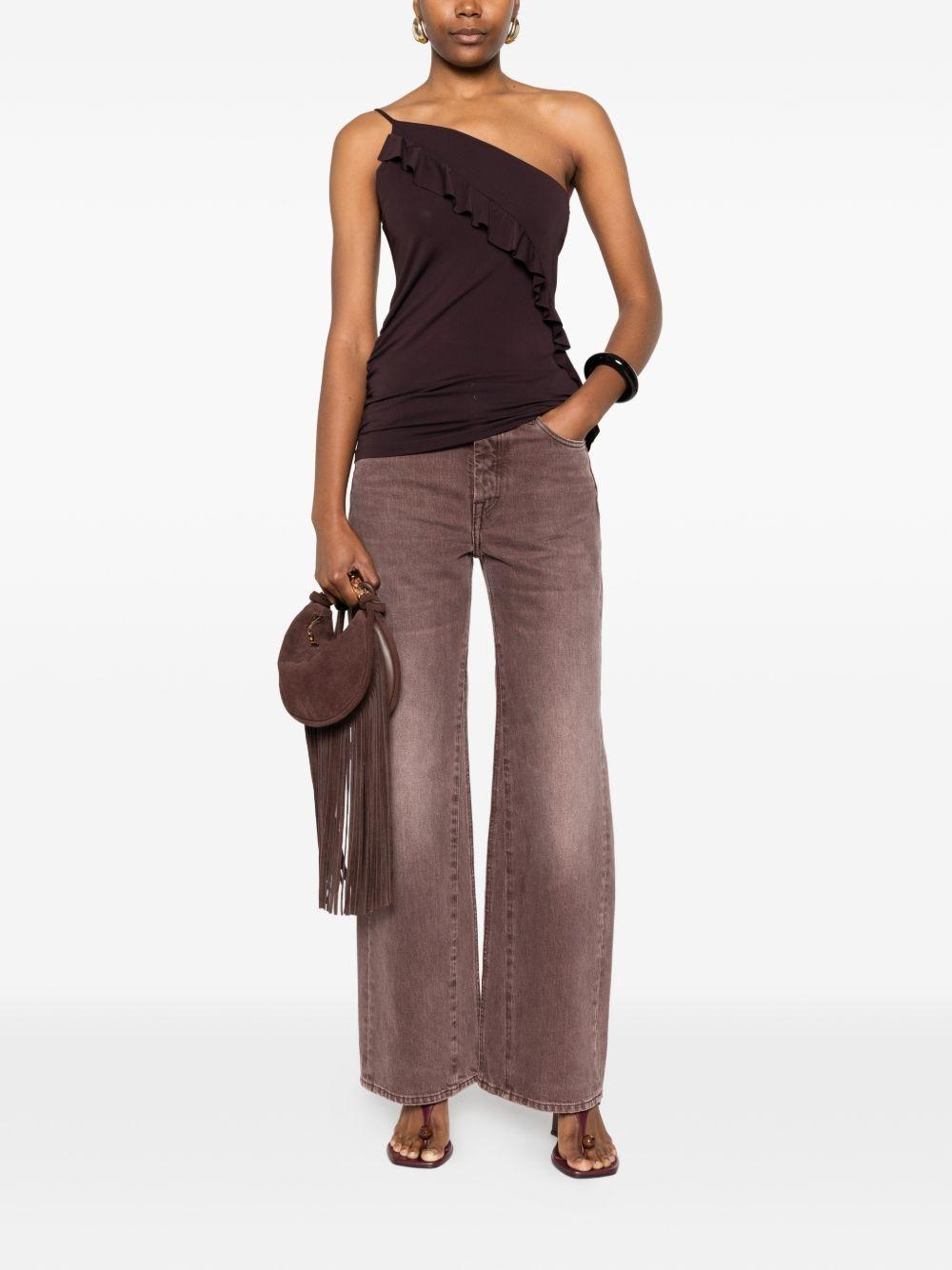 Top donna monospalla con ruches<BR/> 106374A35E M28 PINKO
