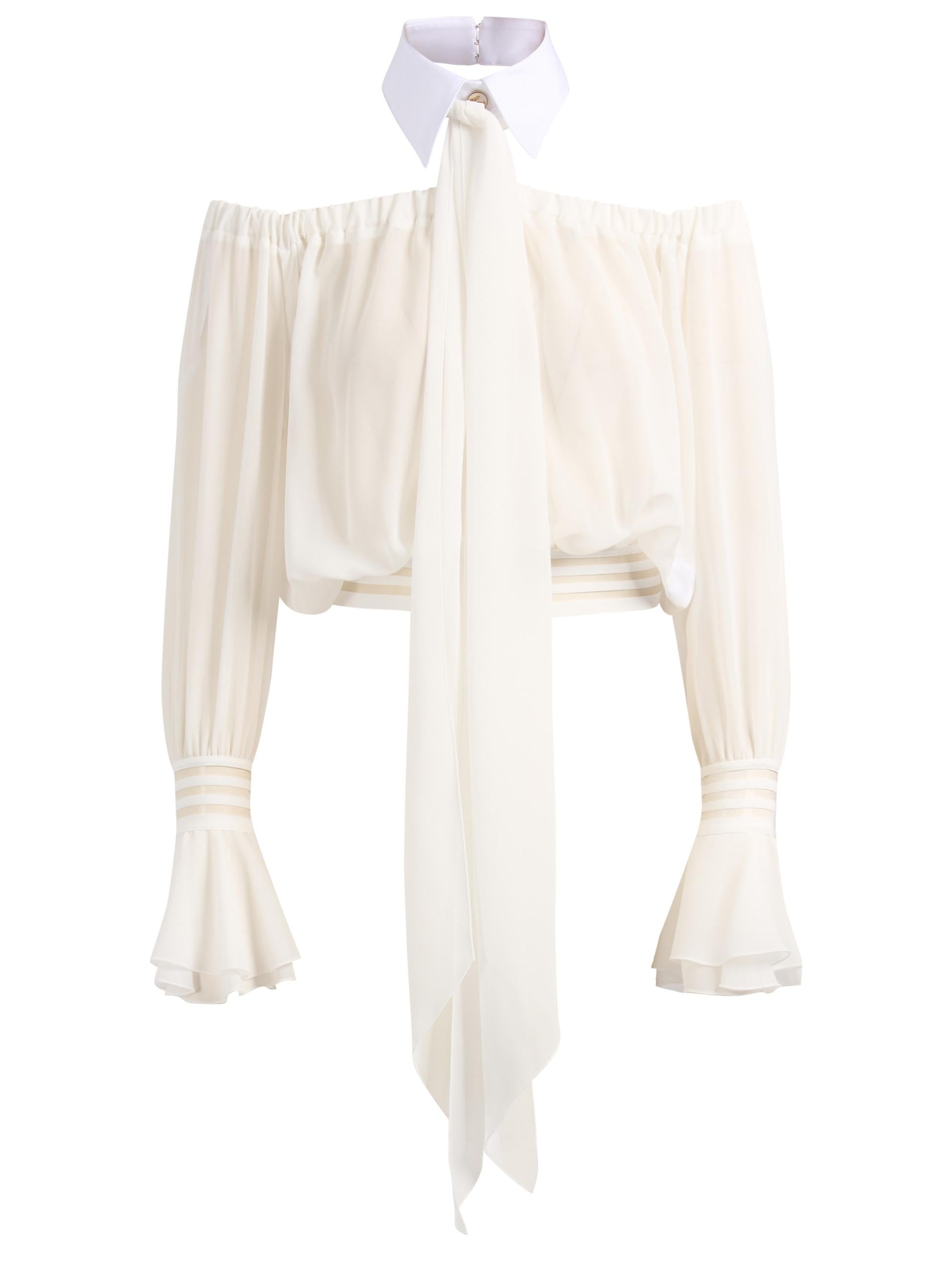 Blusa bianca da donna con dettaglio al collo CA13561E2 X88 ELISABETTA FRANCHI