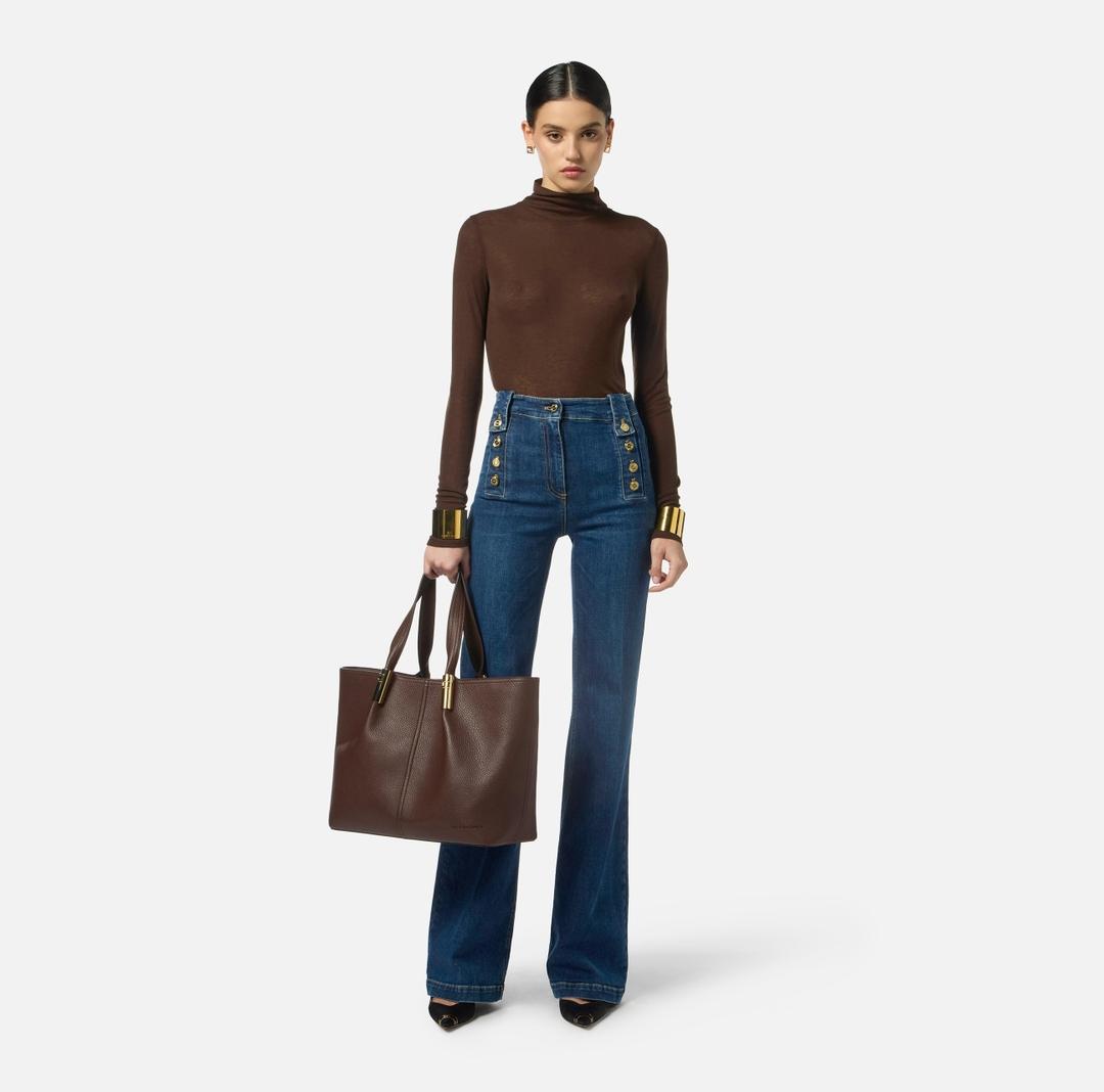 Jeans a palazzo con bottoni PJ02D56E2 104 ELISABETTA FRANCHI