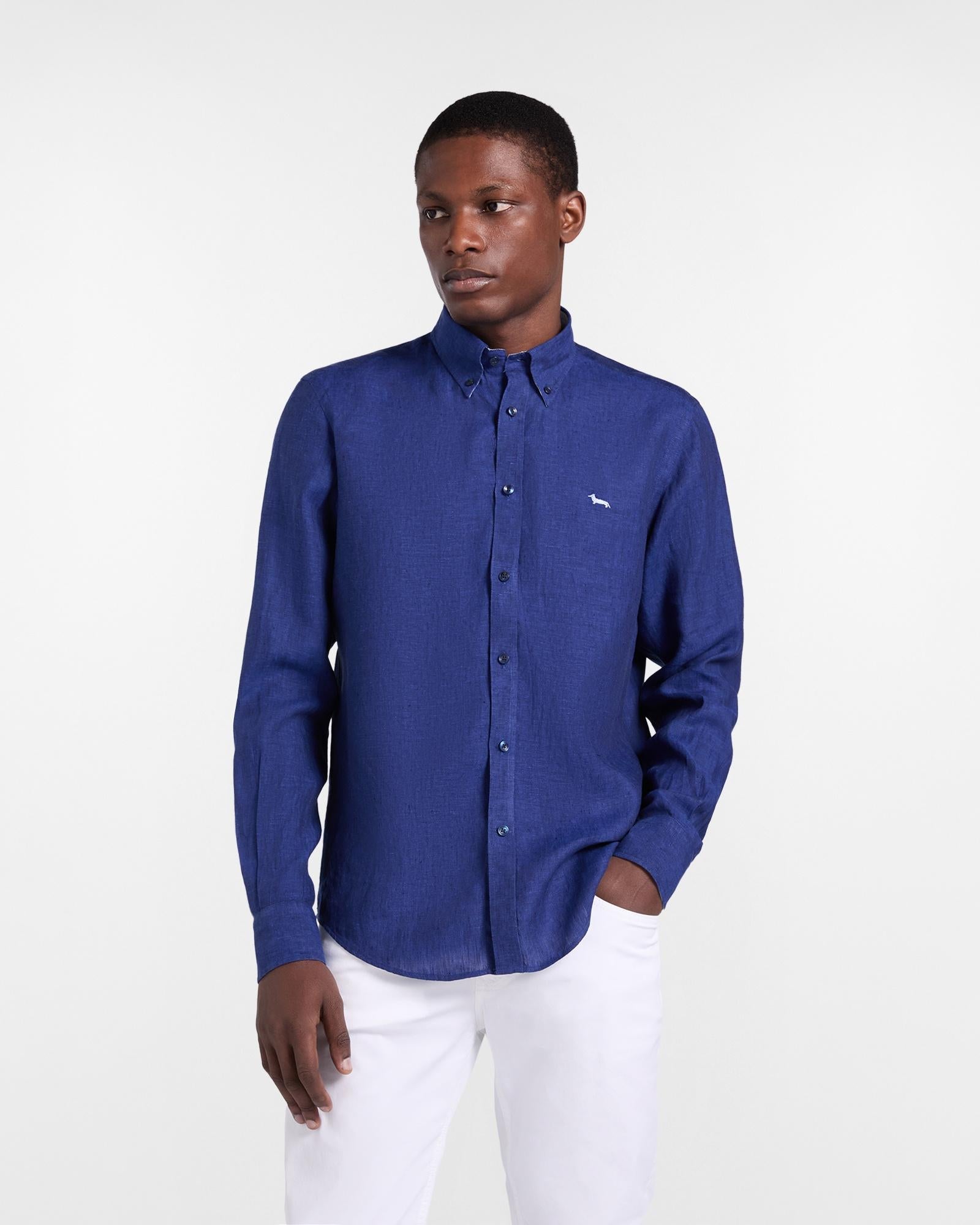 Camicia in puro lino regular fit<BR/> CRQ014010883B 828 HARMONT & BLAINE