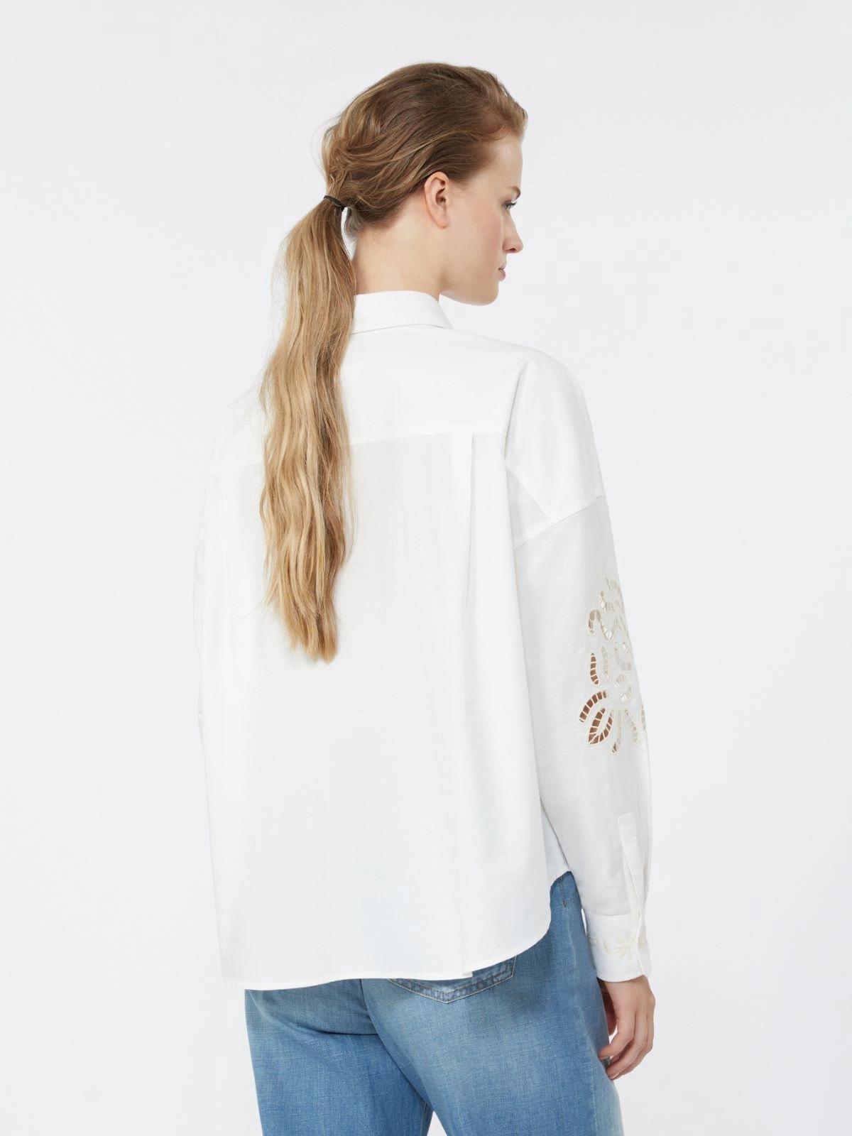 Camicia in cotone con pizzo e ricami - BIANCO<BR/> WKDFONTE 001 WEEKEND