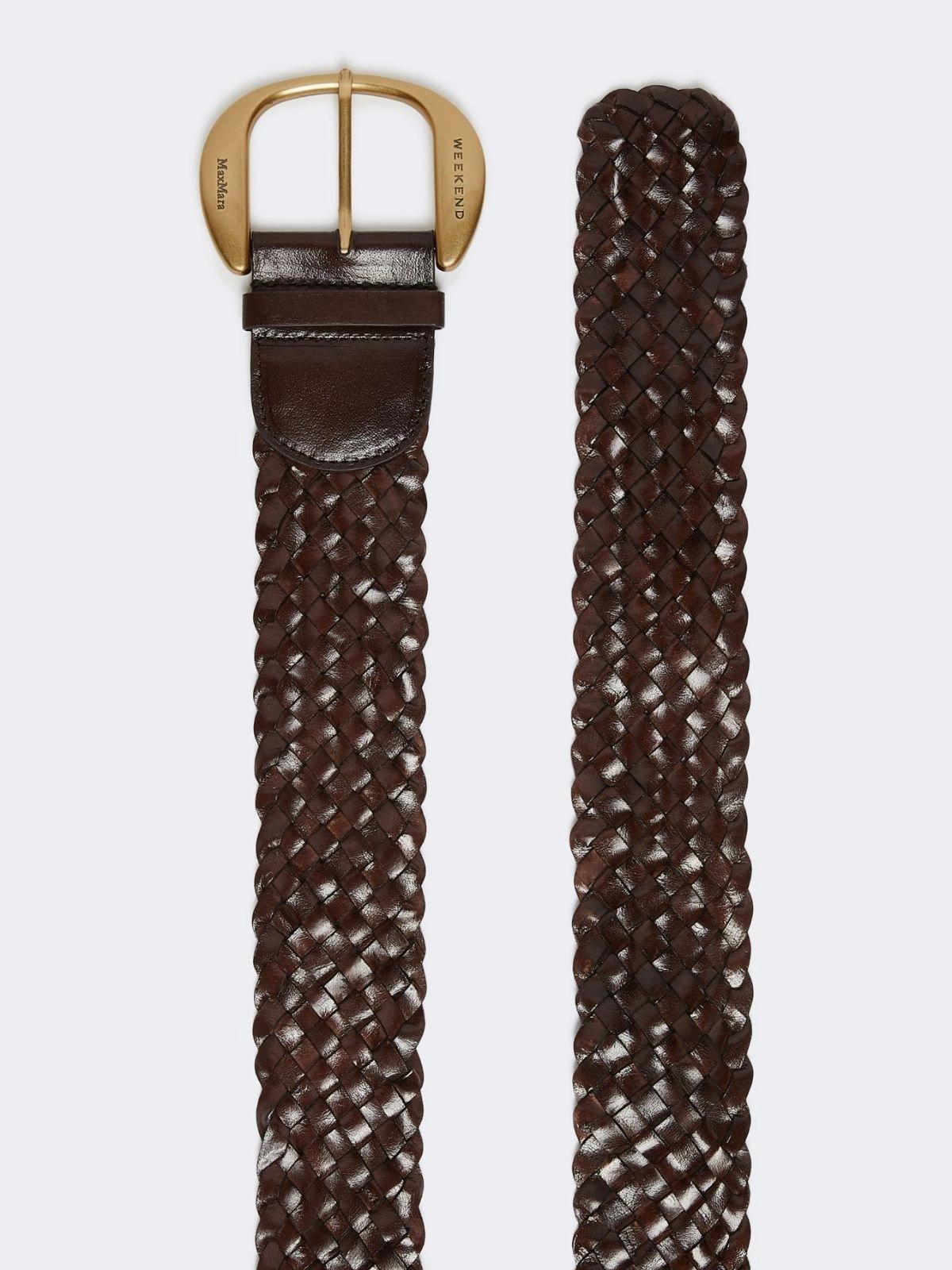 Cintura in cuoio intrecciato - MARRONE SCURO<BR/> WKAGELO 001 WEEKEND