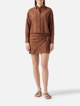 Gonna Nyra corta in sangallo marrone<BR/> NYR0001 01005L MC2 SAINT BARTH