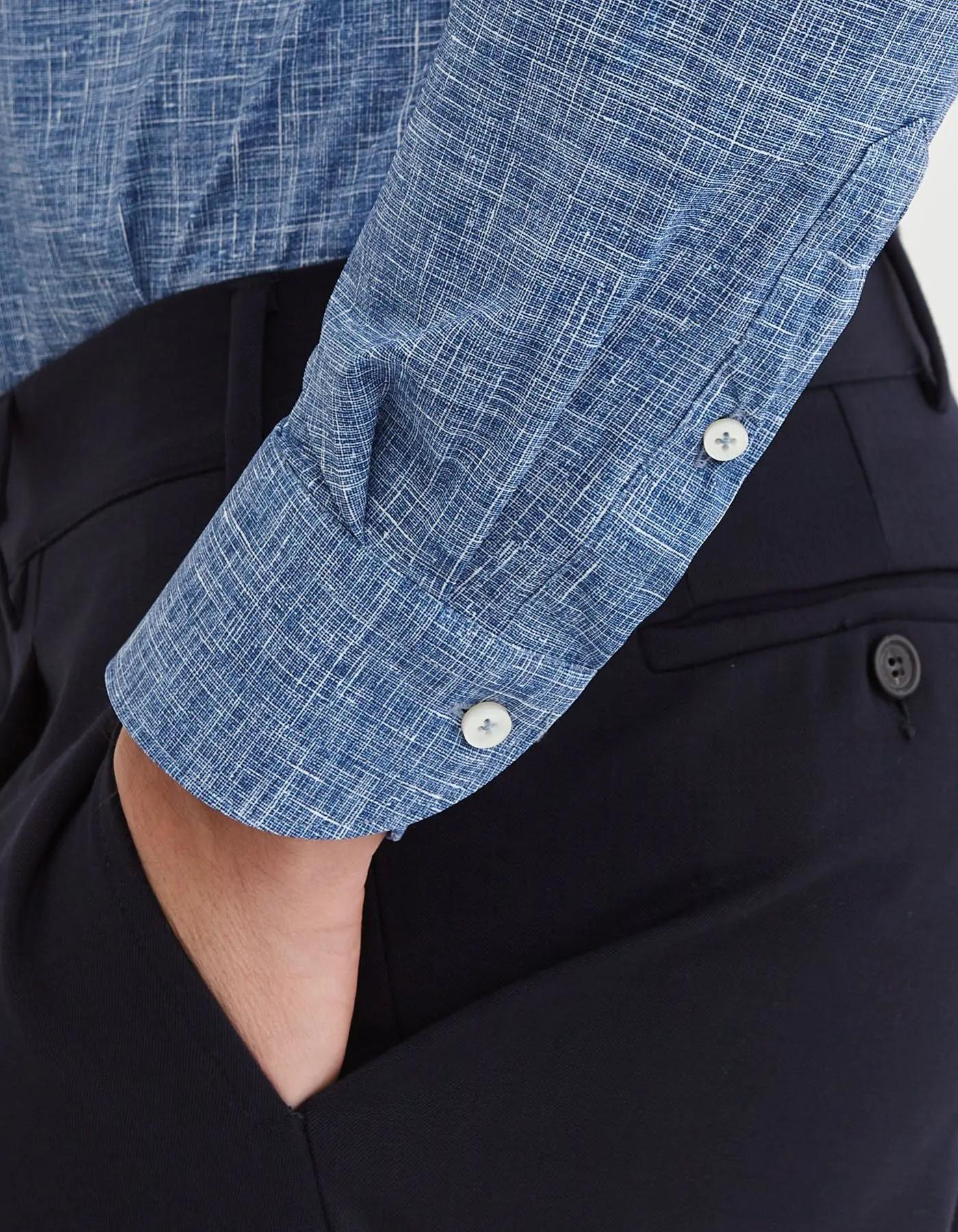 Camicia Collo francese piccolo Fantasia Armaturato Blu