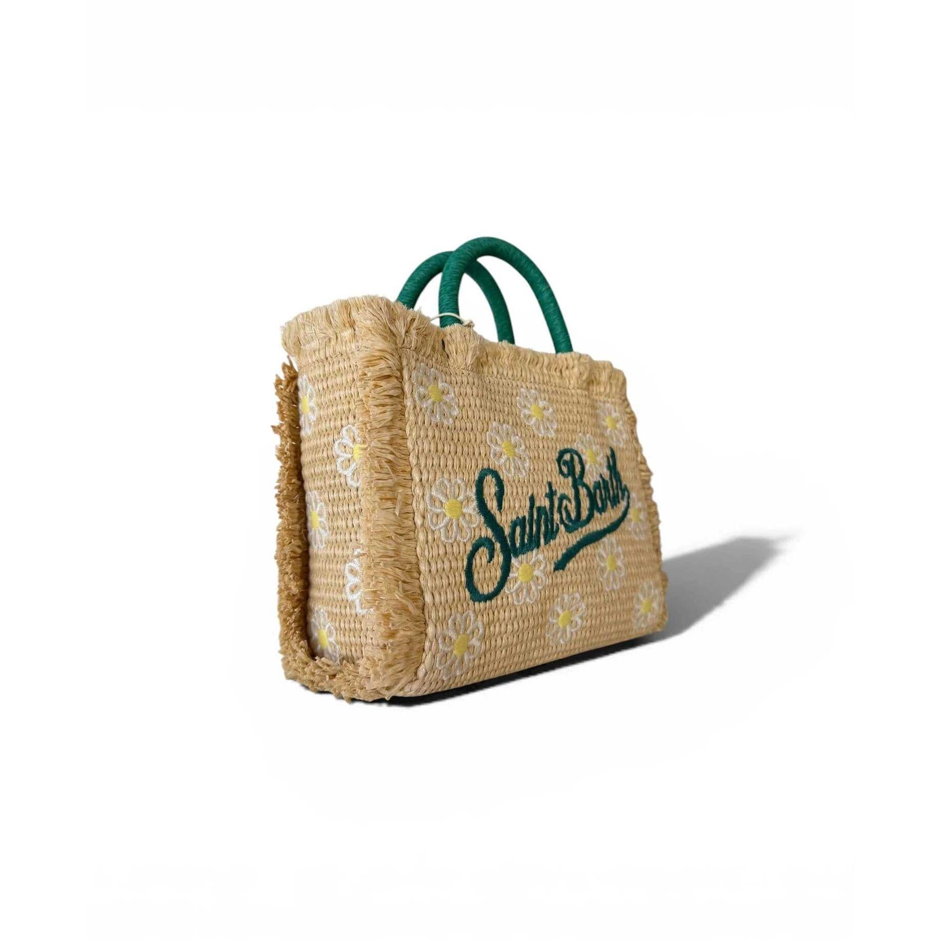 Borsa Vanity mini in tessuto effetto paglia con ricamo floreale VAMI009 00348L MC2 SAINT BARTH