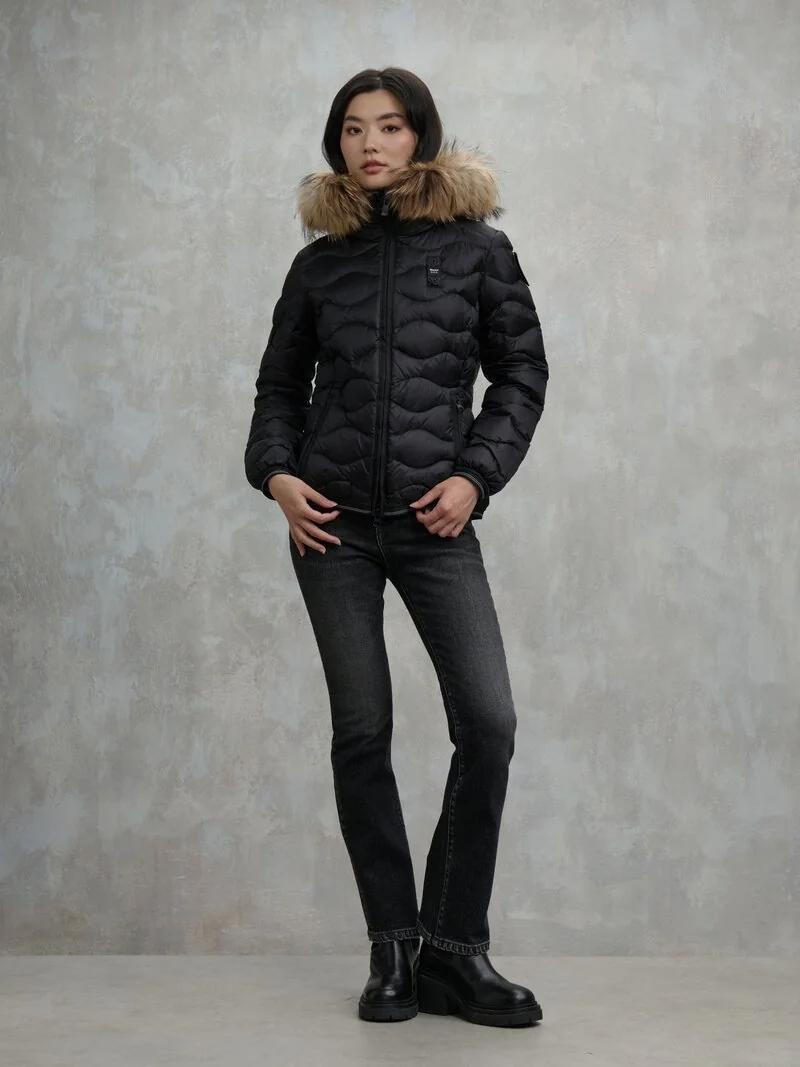 PIUMINO CON BORDO IN PELLICCIA ALDIE<BR/> BLDC03096 6047/999EI BLAUER