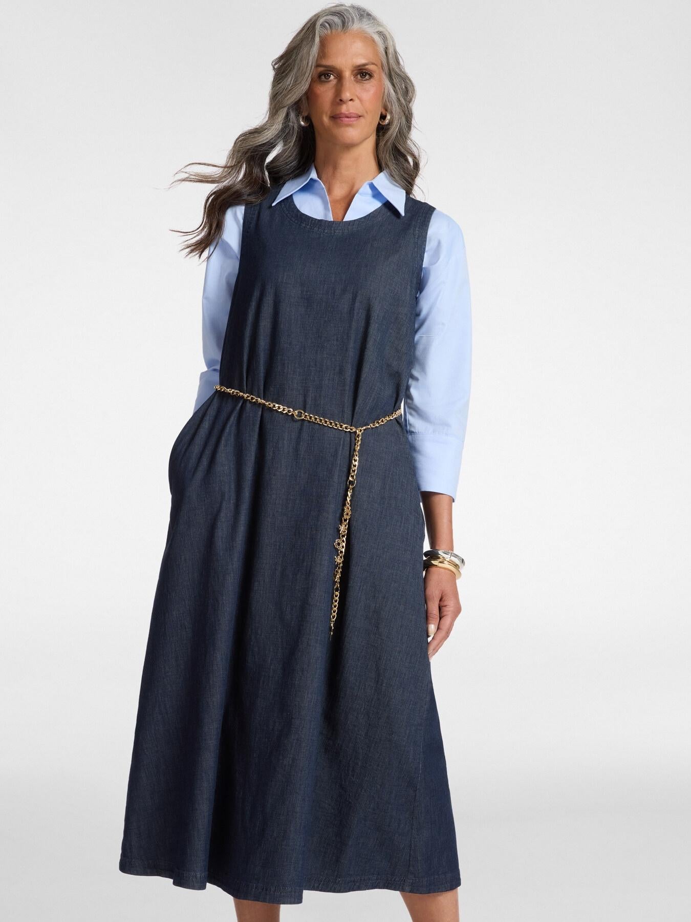 Abito in Chambray senza maniche<BR/> 7461P000269N 34 ELENA MIRO