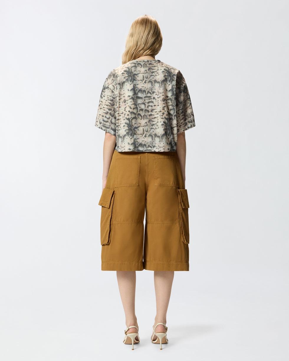 T-shirt cropped con stampa snake e Love Birds<BR/> 106921A3C8 CZ9 PINKO
