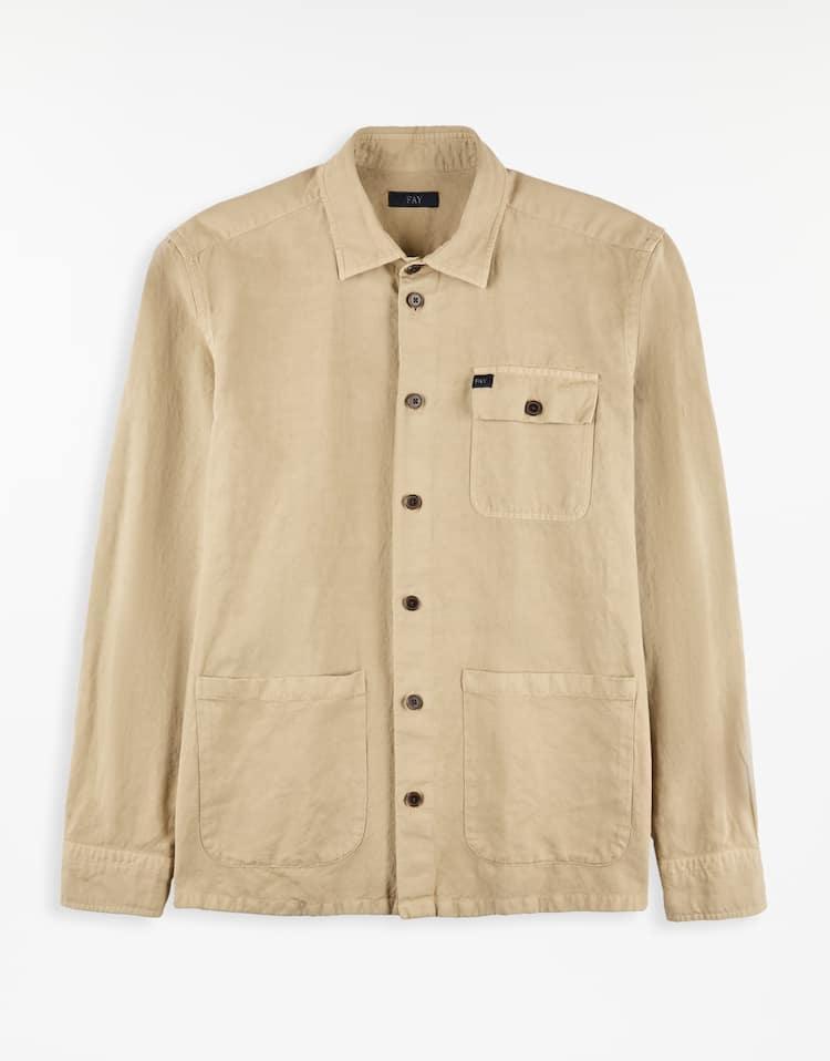 Camicia uomo in canvas NCMA150261TXBR C008 FAY