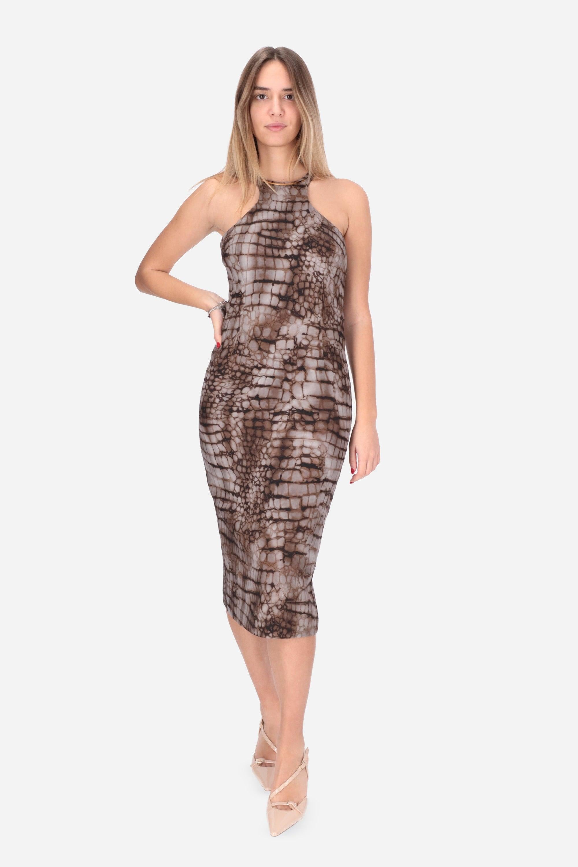 Abito donna con stampa animalier AB89161E2 644 ELISABETTA FRANCHI