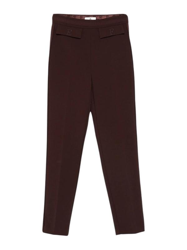 Pantaloni in doppio crêpe stretch con logo ricamato PA17061E2 644 ELISABETTA FRANCHI
