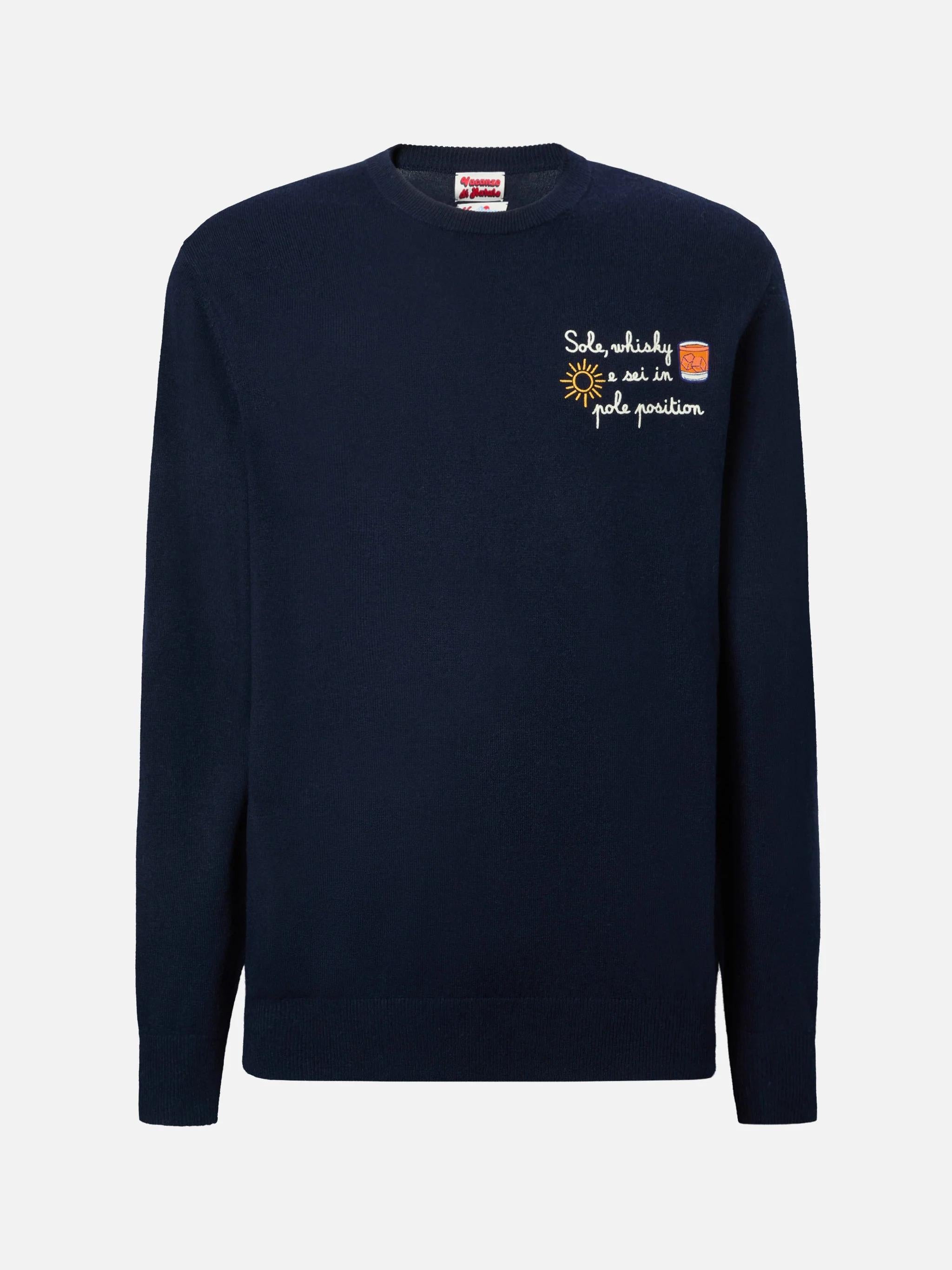 Maglione a girocollo Heron Light con ricamo Sole, wishky e sei in pole position! HER0024 03392I MC2 SAINT BARTH