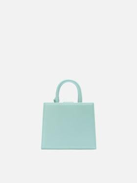Borsa Shop mini strutturata in pelle liscia verde menta con targhetta metallica<BR/> SHBM0002 00010L MC2 SAINT BARTH