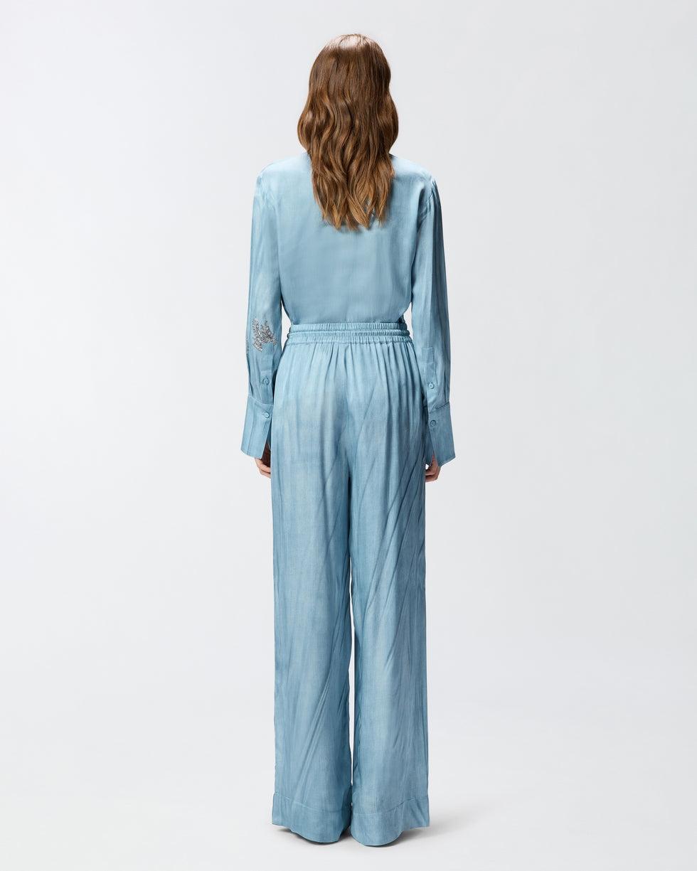 Pantaloni fluidi con stampa gioiello piazzata<BR/> 106210A37N F15 PINKO