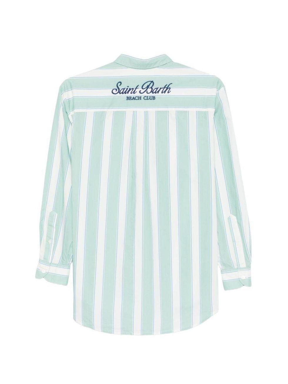 Camicia Brigitte in cotone a righe verdi con ricamo Sport Club BRIG001 00521L MC2 SAINT BARTH