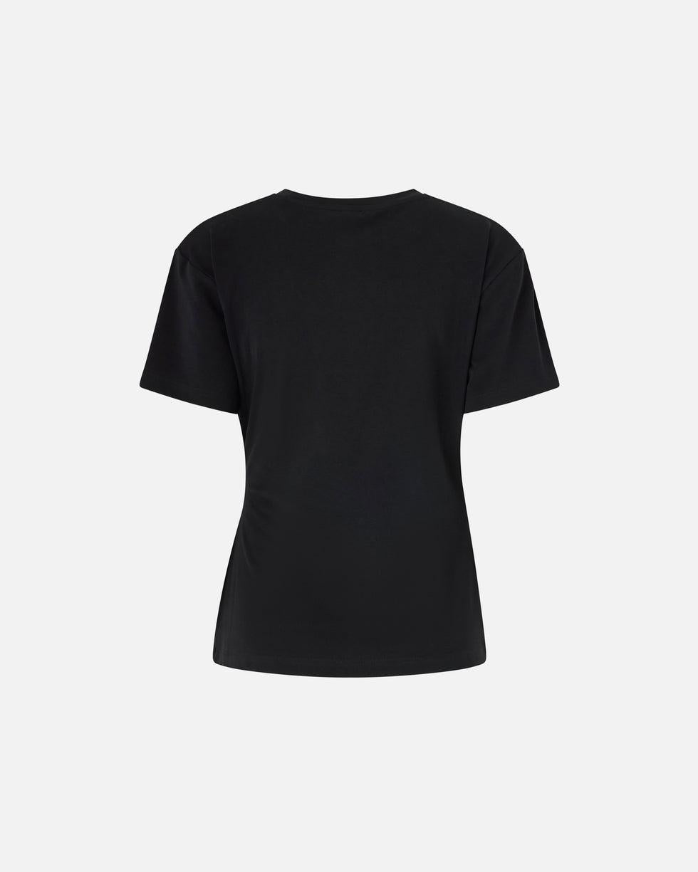 T-shirt con drappeggio e dettaglio dorato<BR/> 106455A35D Z99 PINKO