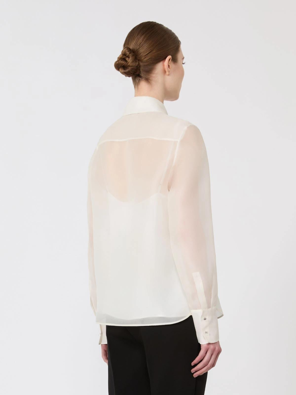 Camicia in organza di seta - Bianco<BR/> MSEAGI 005 MAX MARA STUDIO