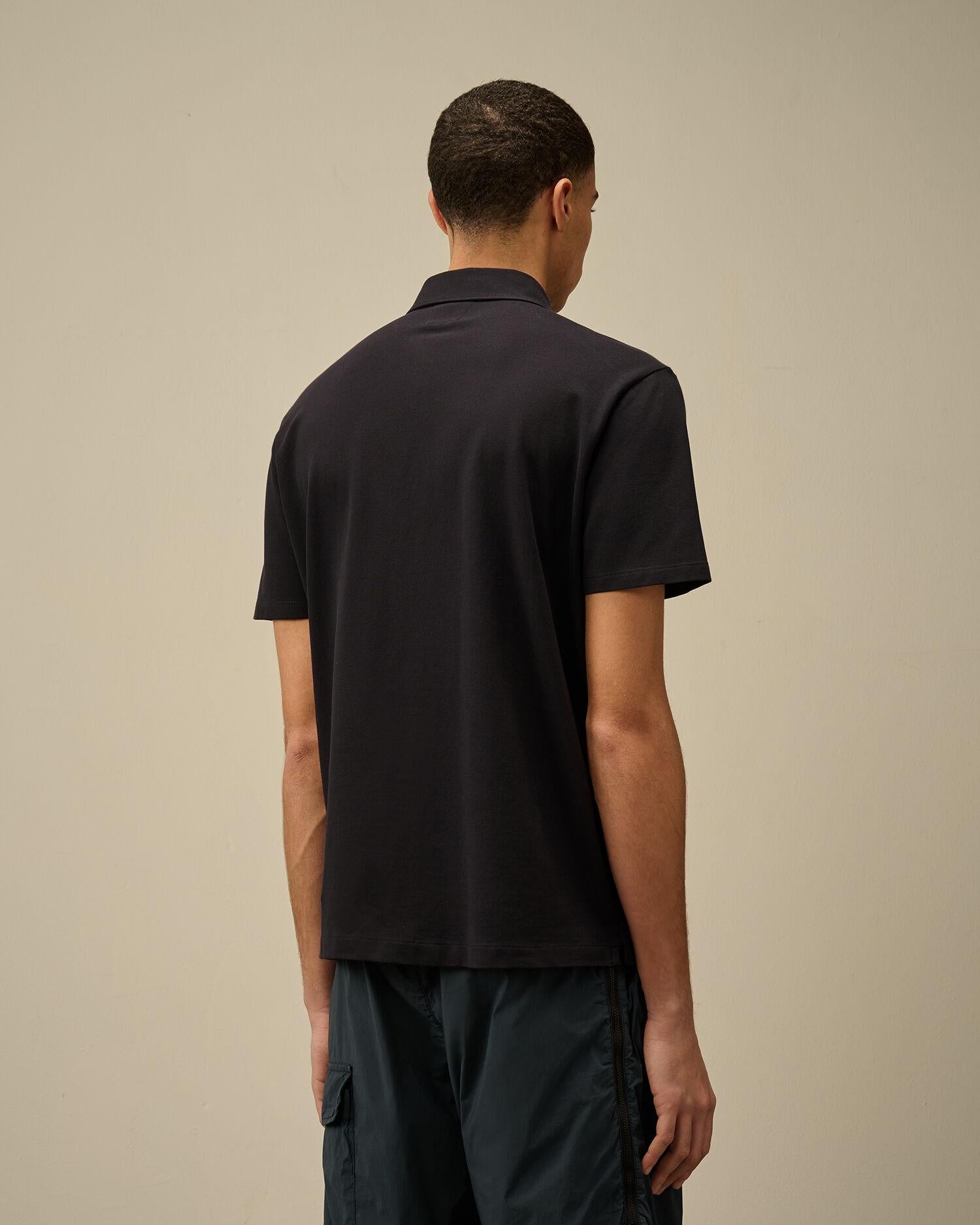 Stretch Piquet Three-Button Logo Polo