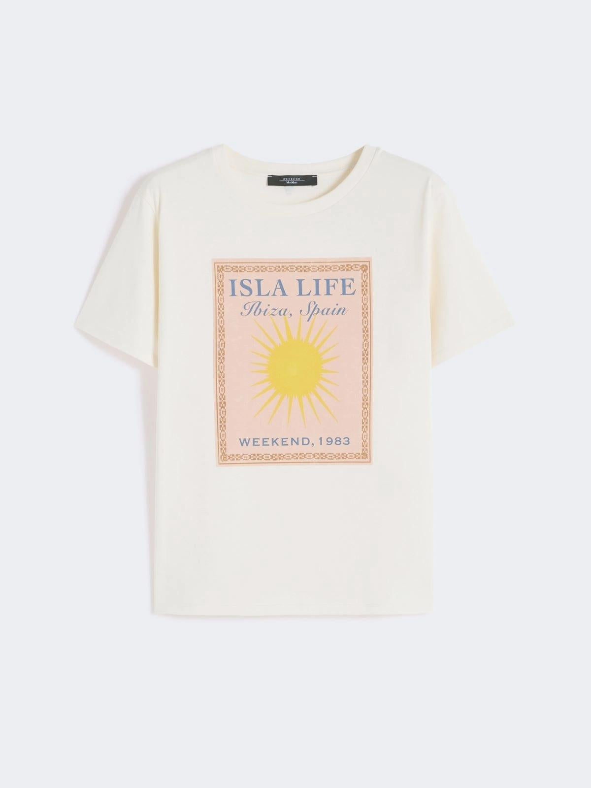 T-shirt in jersey di cotone - ECRU<BR/> WKDPANTERA 003 WEEKEND