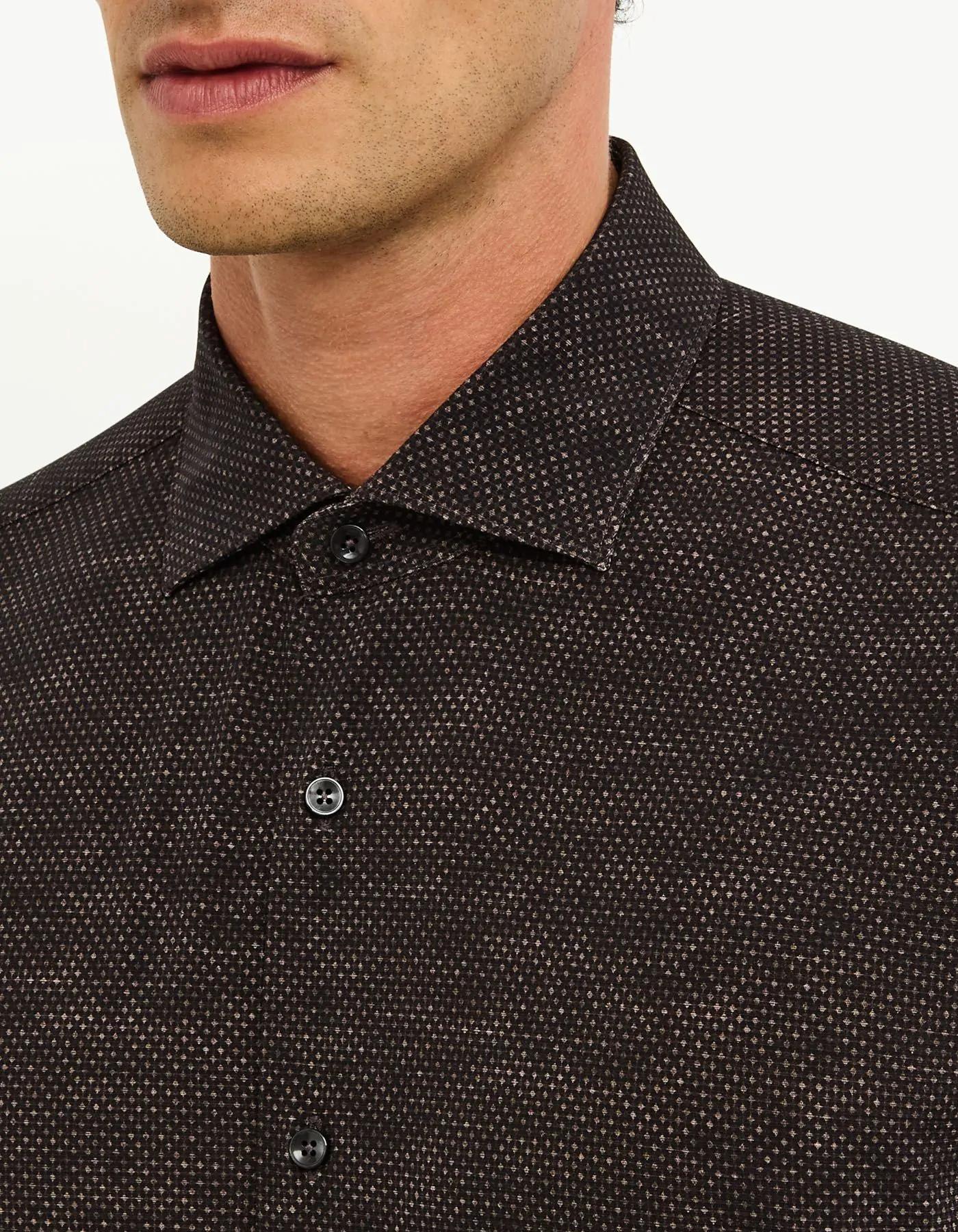 Camicia Collo francese piccolo Fantasia Armaturato Marrone<BR/> ACT53191630 003 XACUS