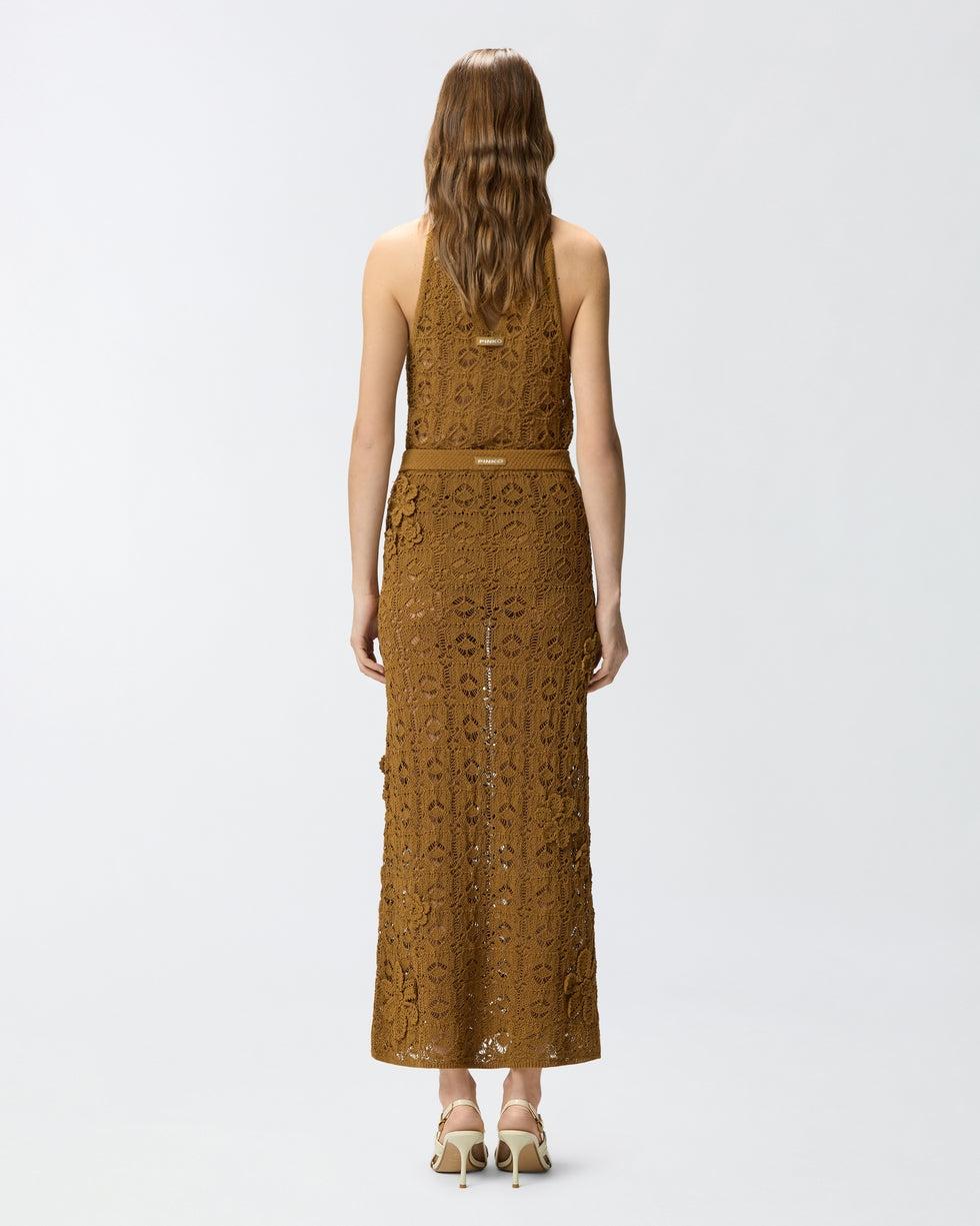 Gonna midi effetto uncinetto con fiori applicati<BR/> 106861A3B8 L25 PINKO