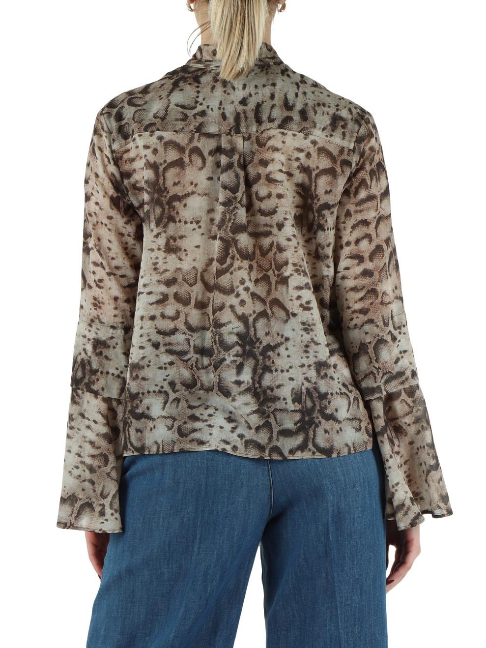 Blusa con stampa snake e bottoni gioiello<BR/> 106880A3AP CZ9 PINKO