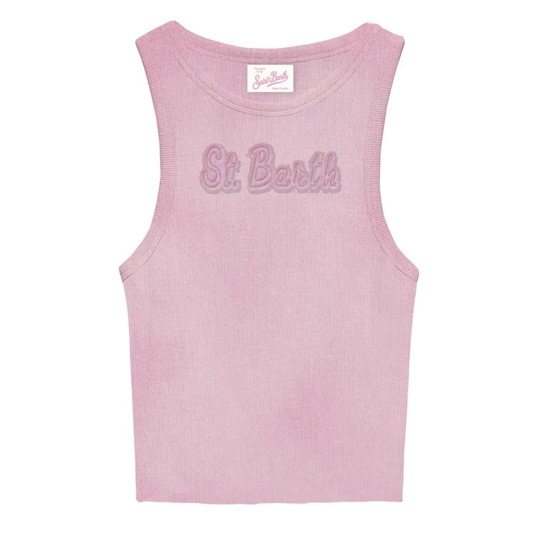 Canottiera ADA Vintage a costine Rosa con Patch logo AAD002 08653L MC2 SAINT BARTH