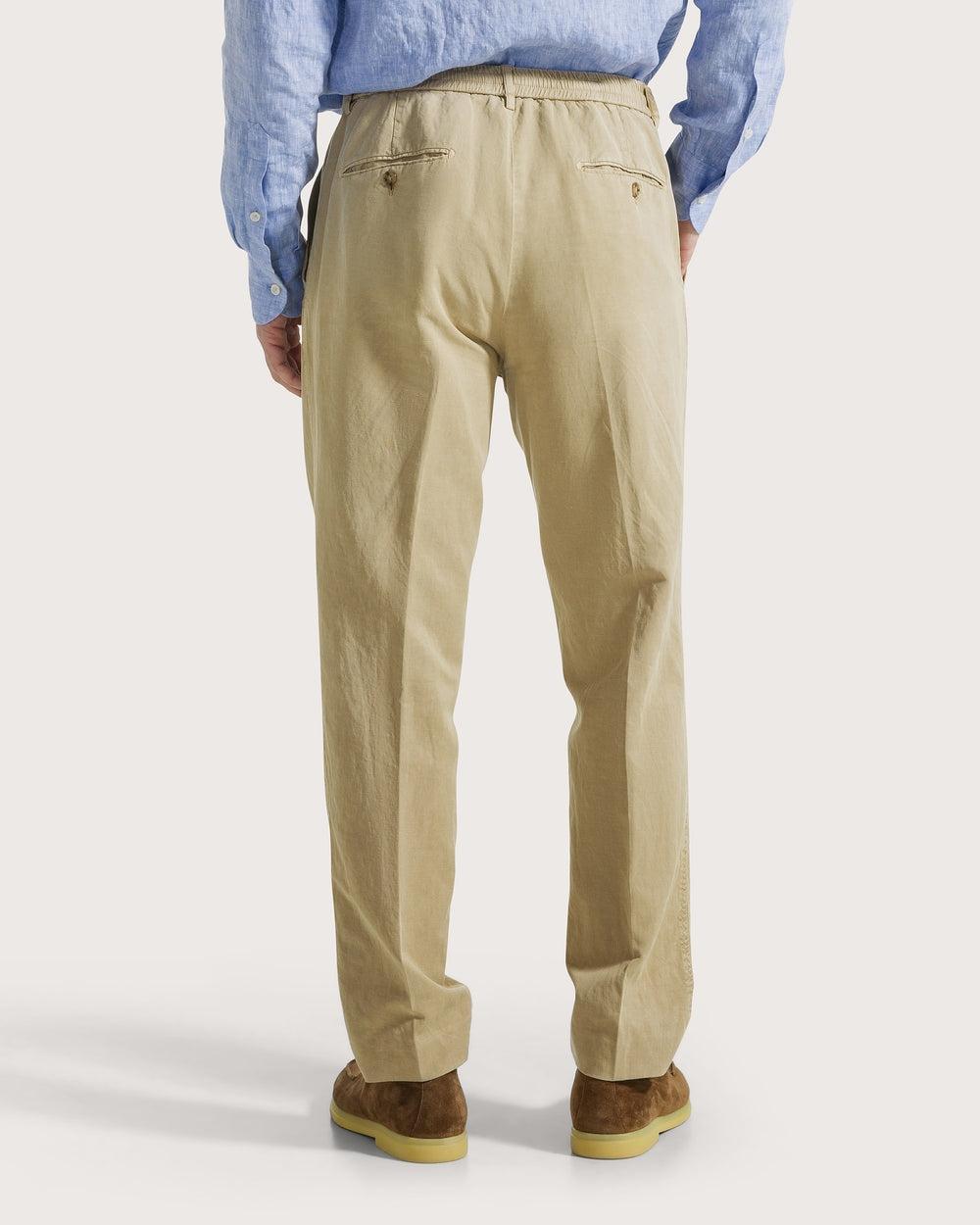 Pantalone con elastico dietro in misto lino tinto capo<BR/> PT1435440222 020 SEVENTY