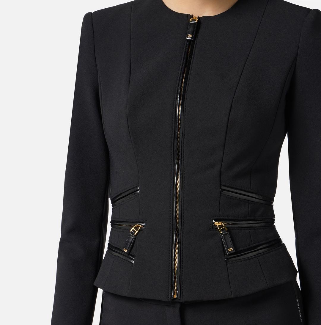 Giacca in doppio crêpe con dettagli zip GI17356E2 110 ELISABETTA FRANCHI
