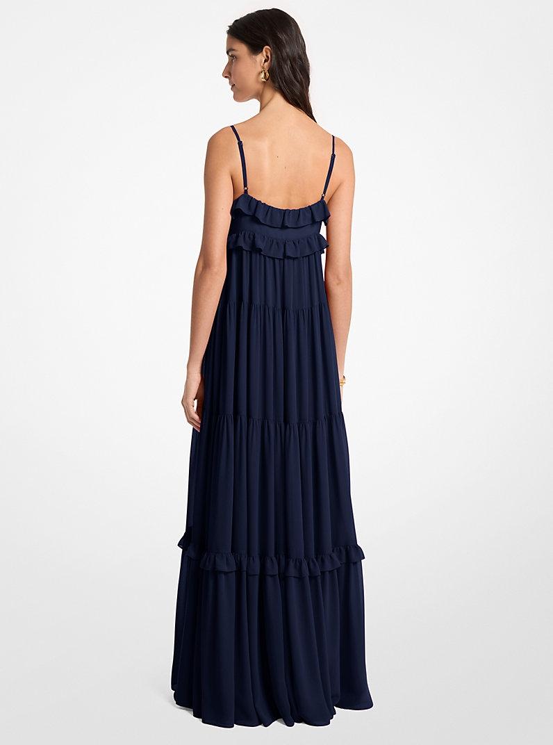 Maxi abito in georgette a balze<BR/> MS683E37R3 409 MICHAEL KORS