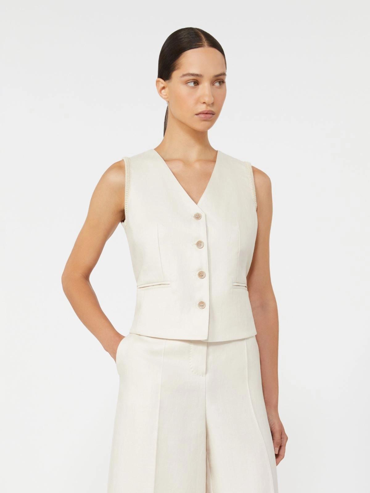 Gilet in lino e maglia a trecce - Beige<BR/> MXMCALIBRI 001 MAX MARA
