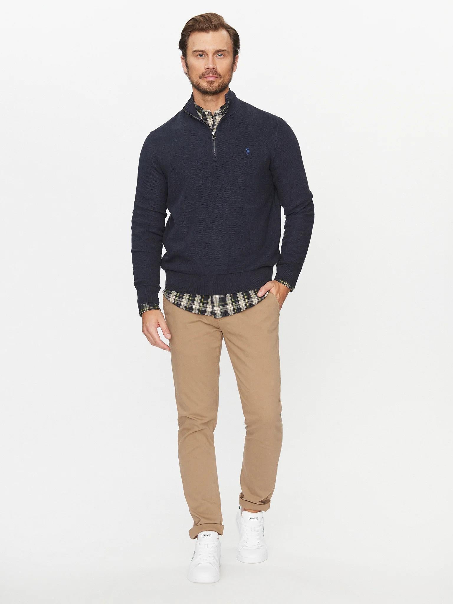 Maglia uomo in cotone colletto con zip