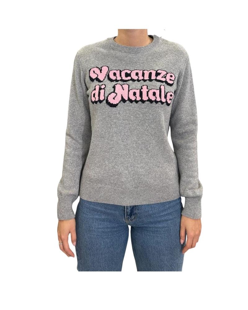 Maglione New Queen in misto cashmere grigio con jacquard Vacanze di Natale QUE0010 02228I MC2 SAINT BARTH