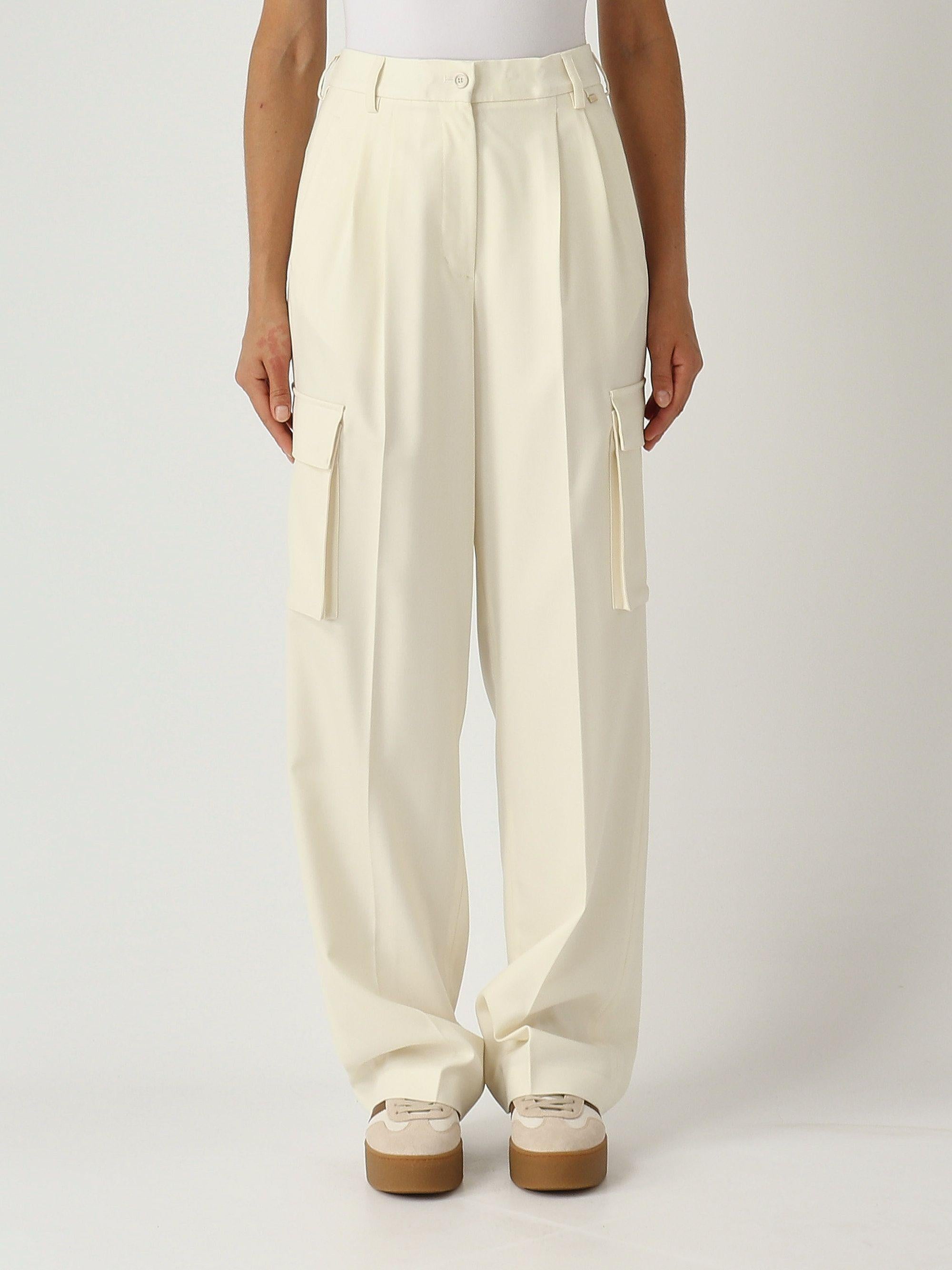 PANTALONI CARGO IN FLUID WOOL<BR/> PT000179D33453 1000 HERNO